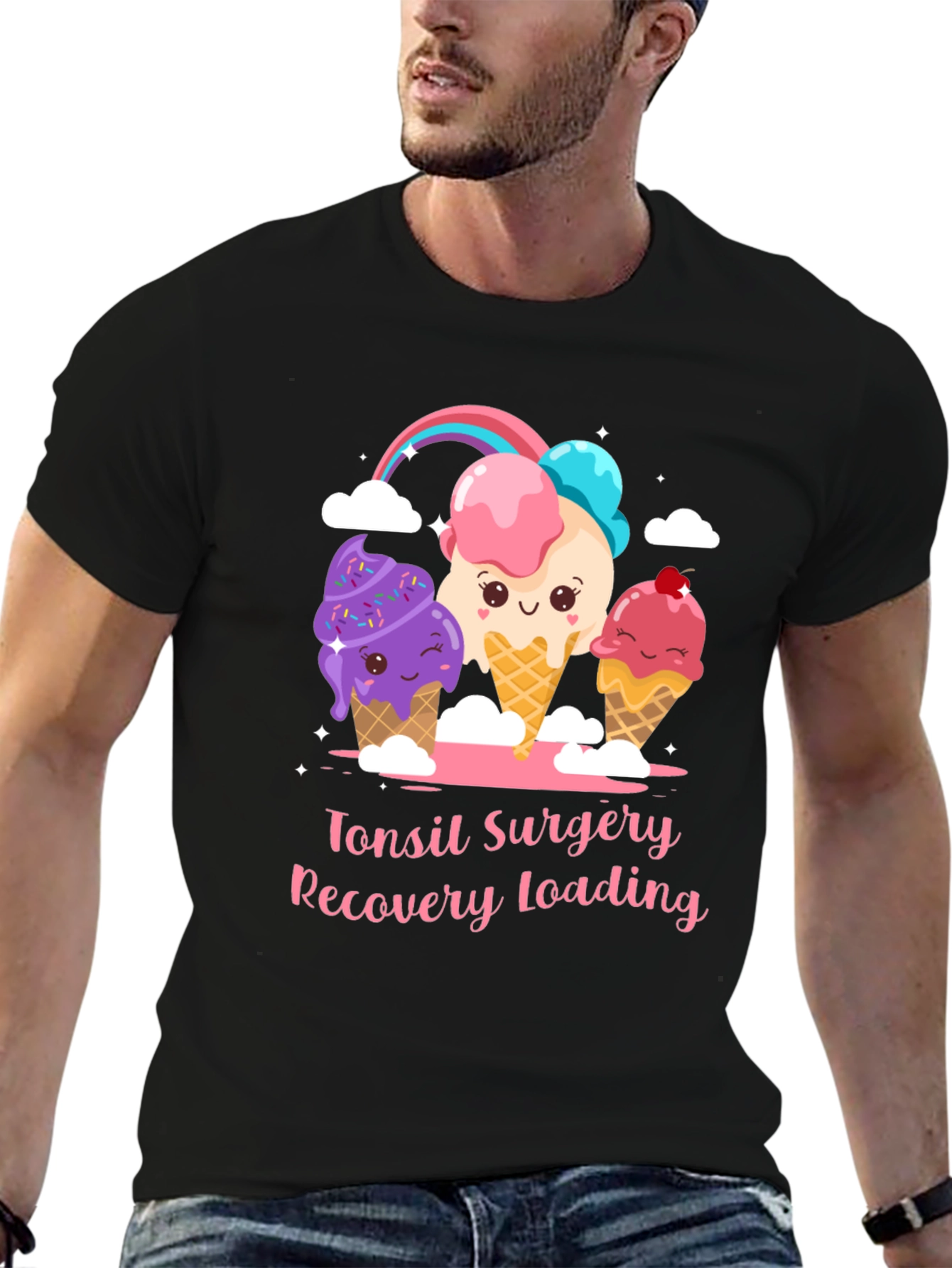 Black Tonsil Surgery Recovery Ice Cream T-Shirt view 6