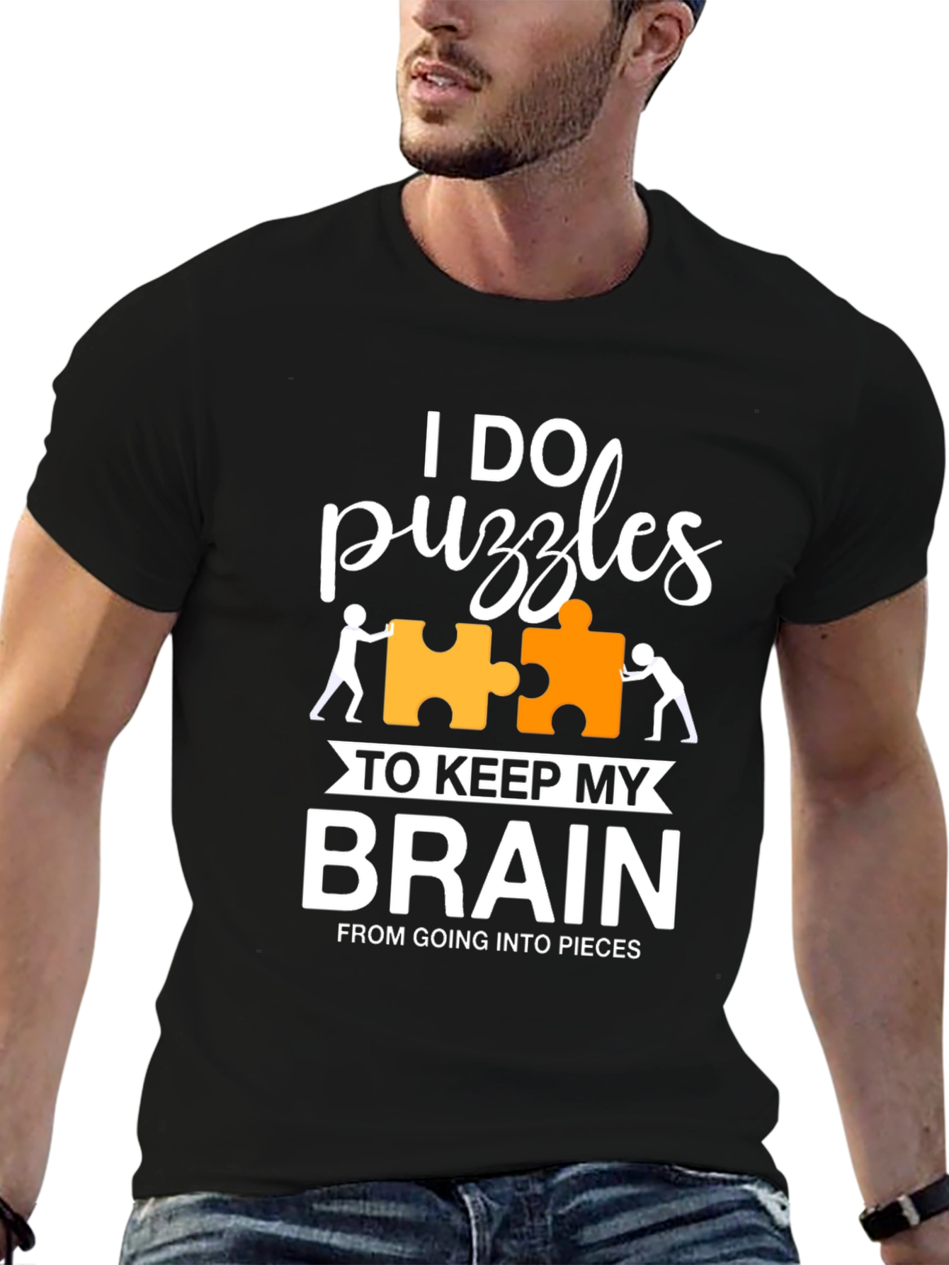 Black I Do Puzzles T-Shirt - Keep My Brain Together Tee view 6