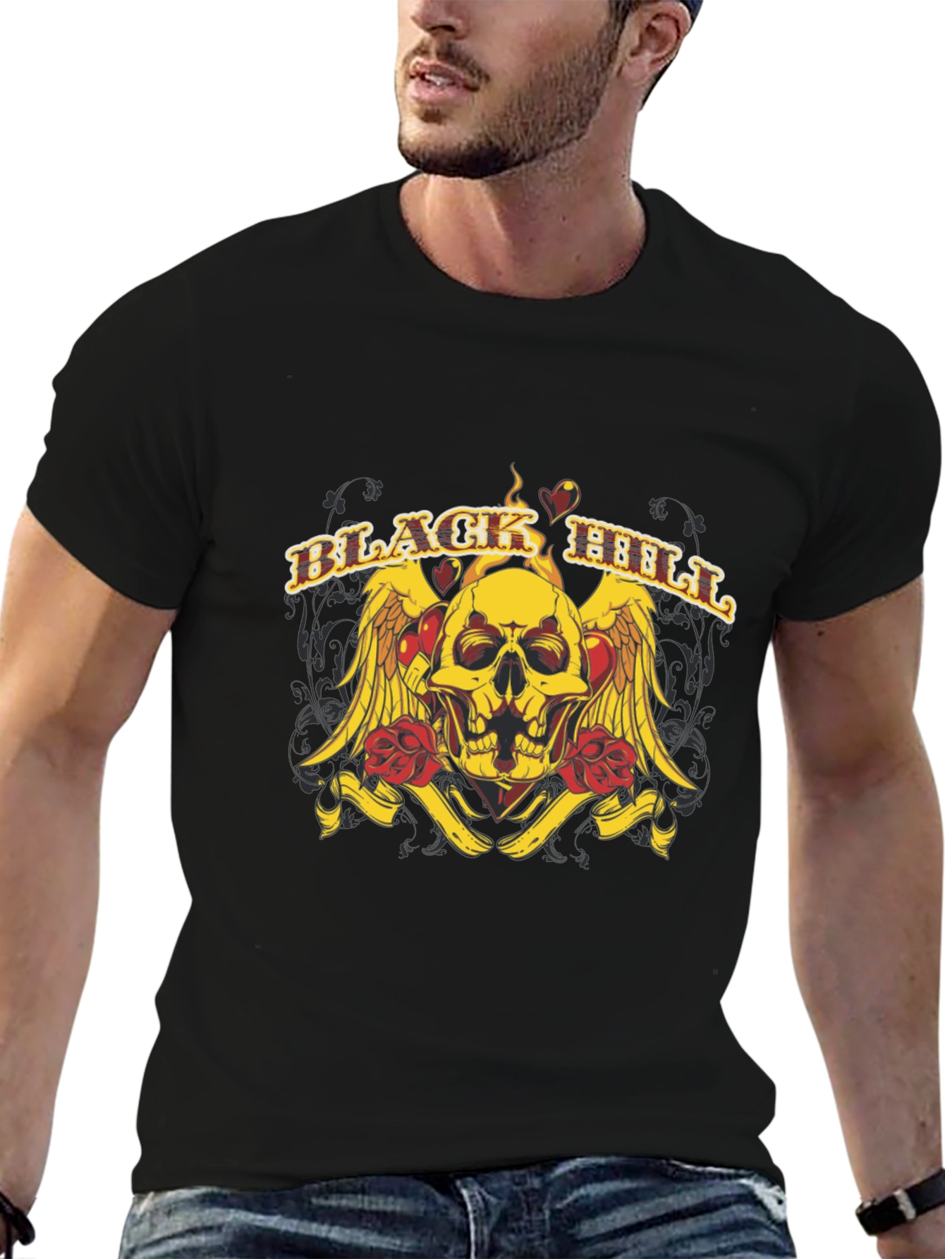 Black Black Skull Graphic Tee view 6