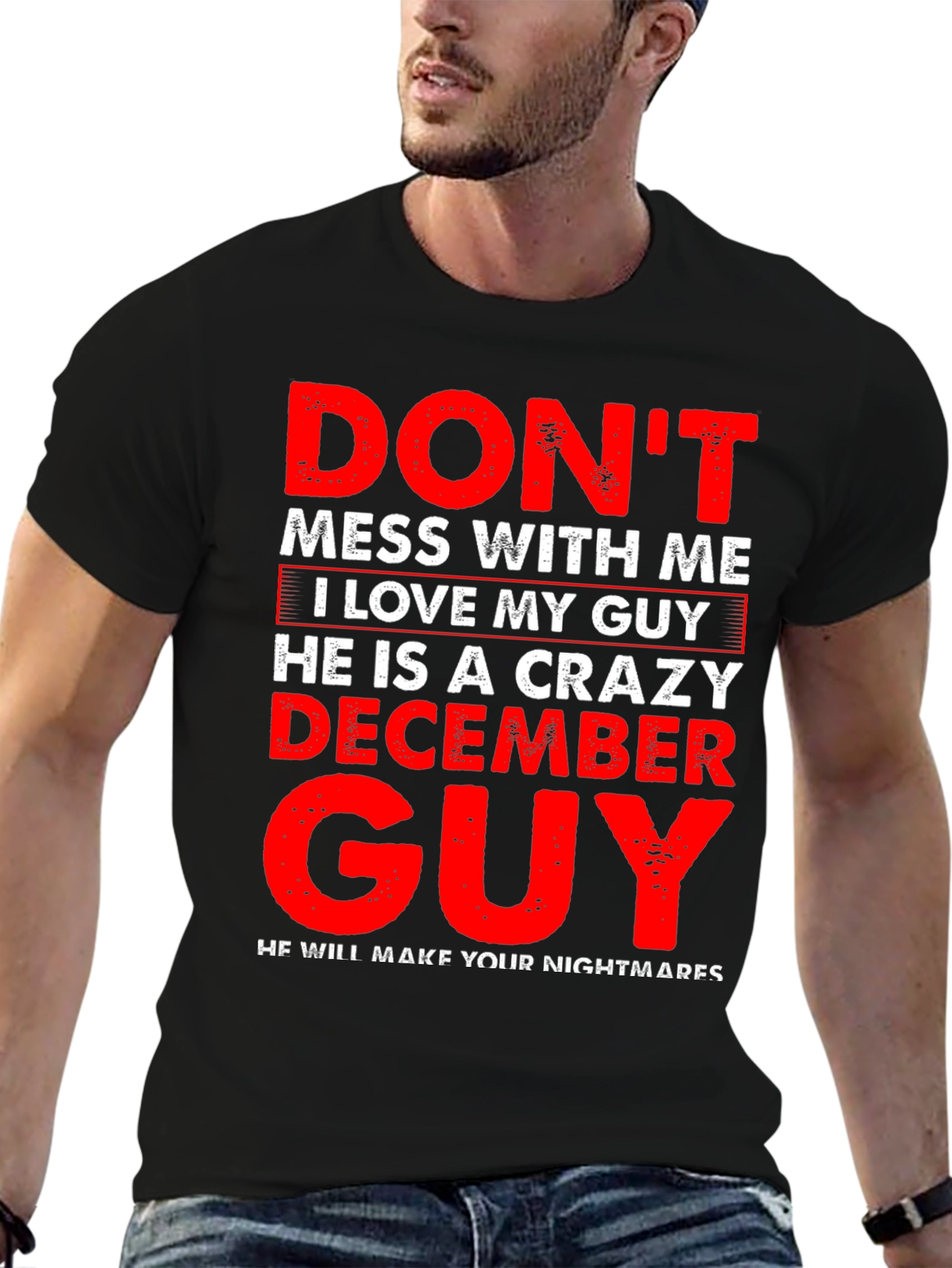 Black Crazy December Guy Graphic Tee - Don't Mess With Me T-Shirt view 6