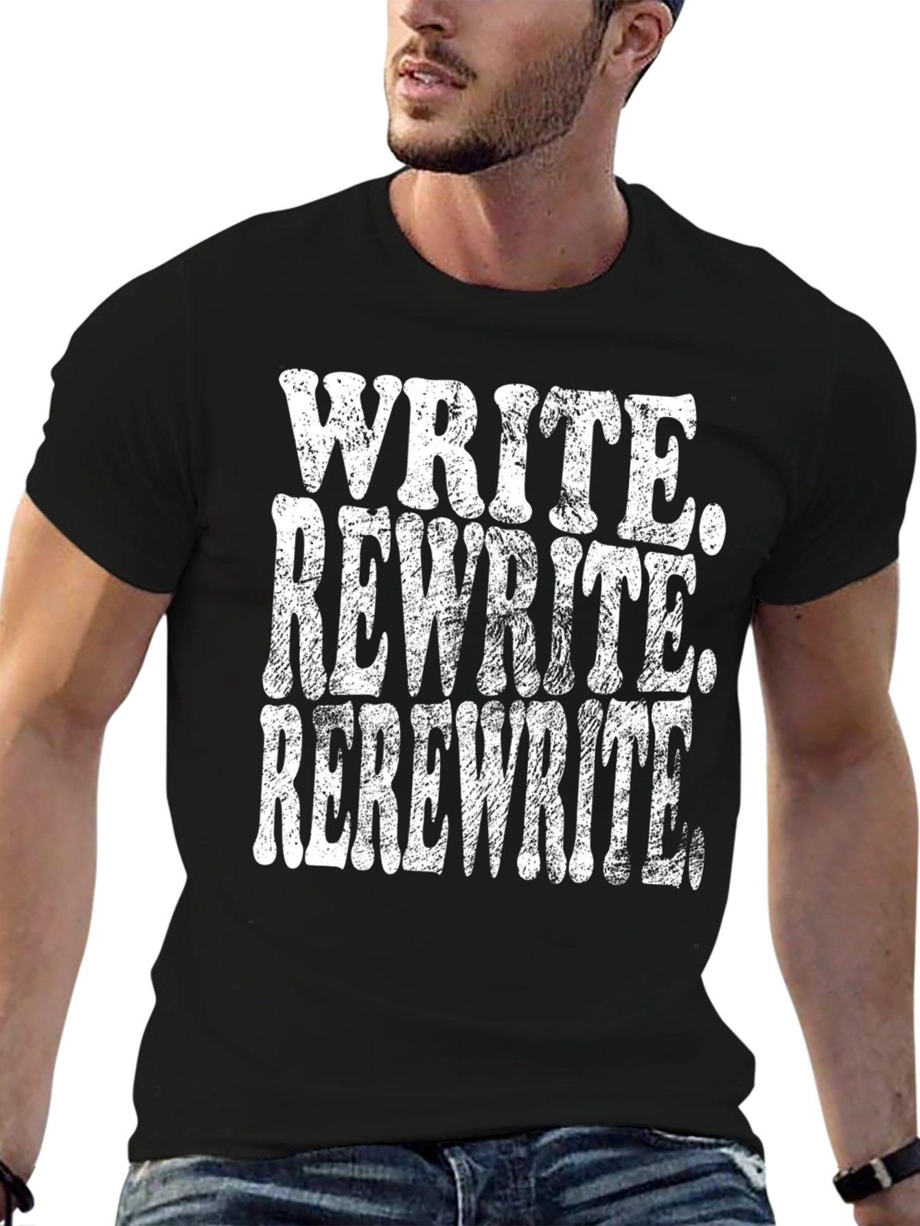 Black Write Rewrite Rerewrite T-Shirt view 6