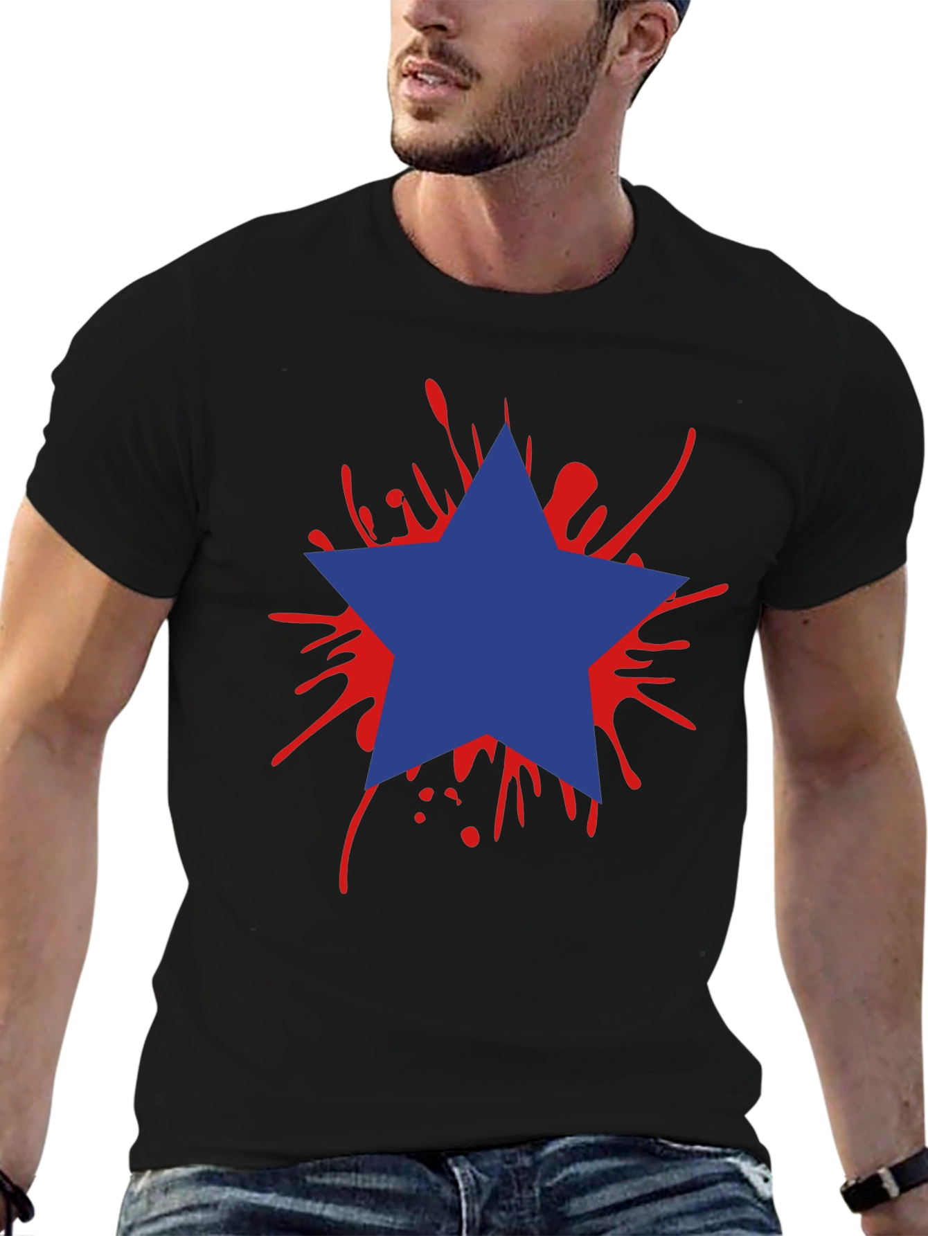 Black Star Splash Graphic Tee - Men's Black T-Shirt view 6