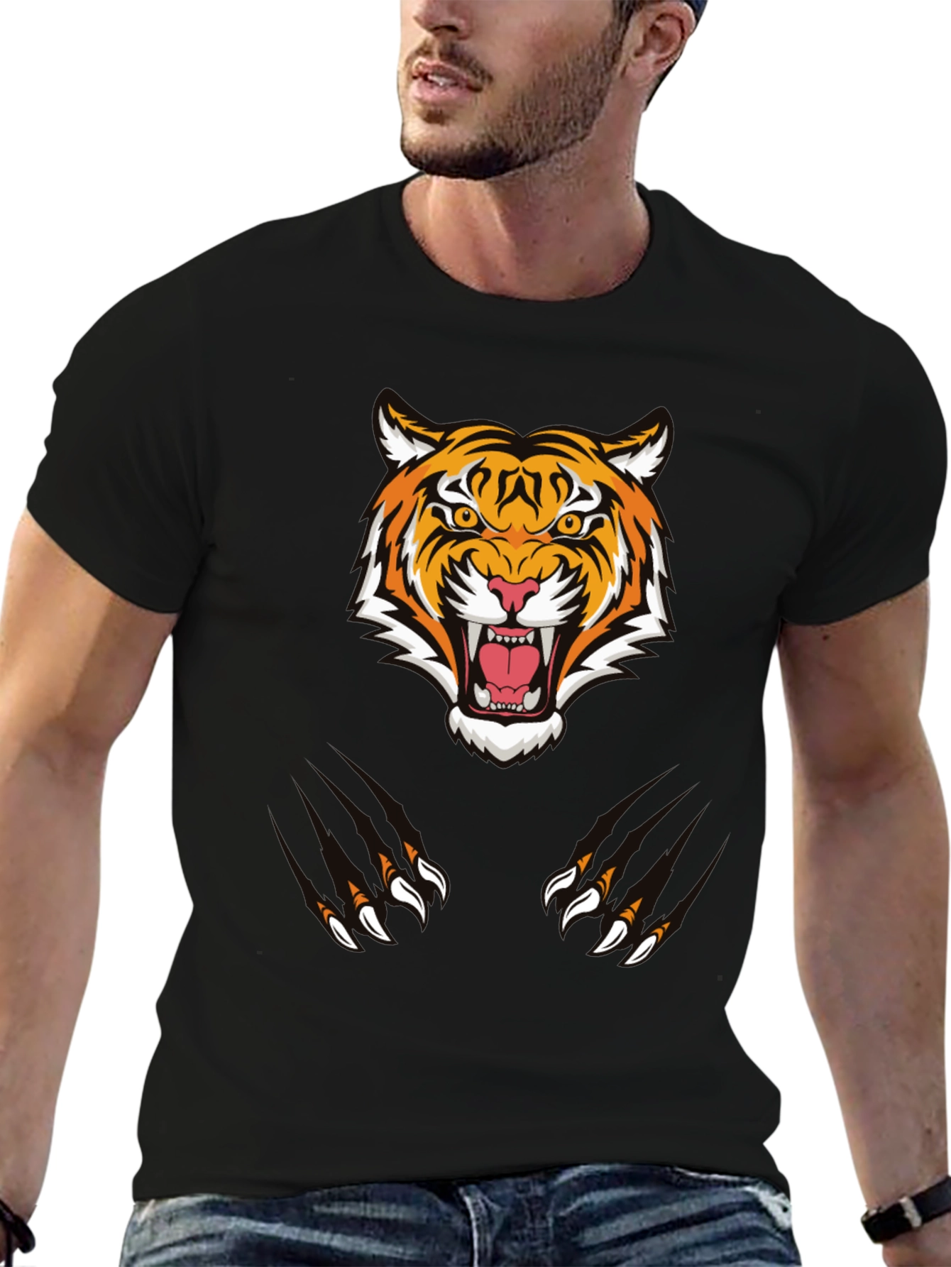 Black Tiger Graphic Tee - Black Cotton Comfort view 6