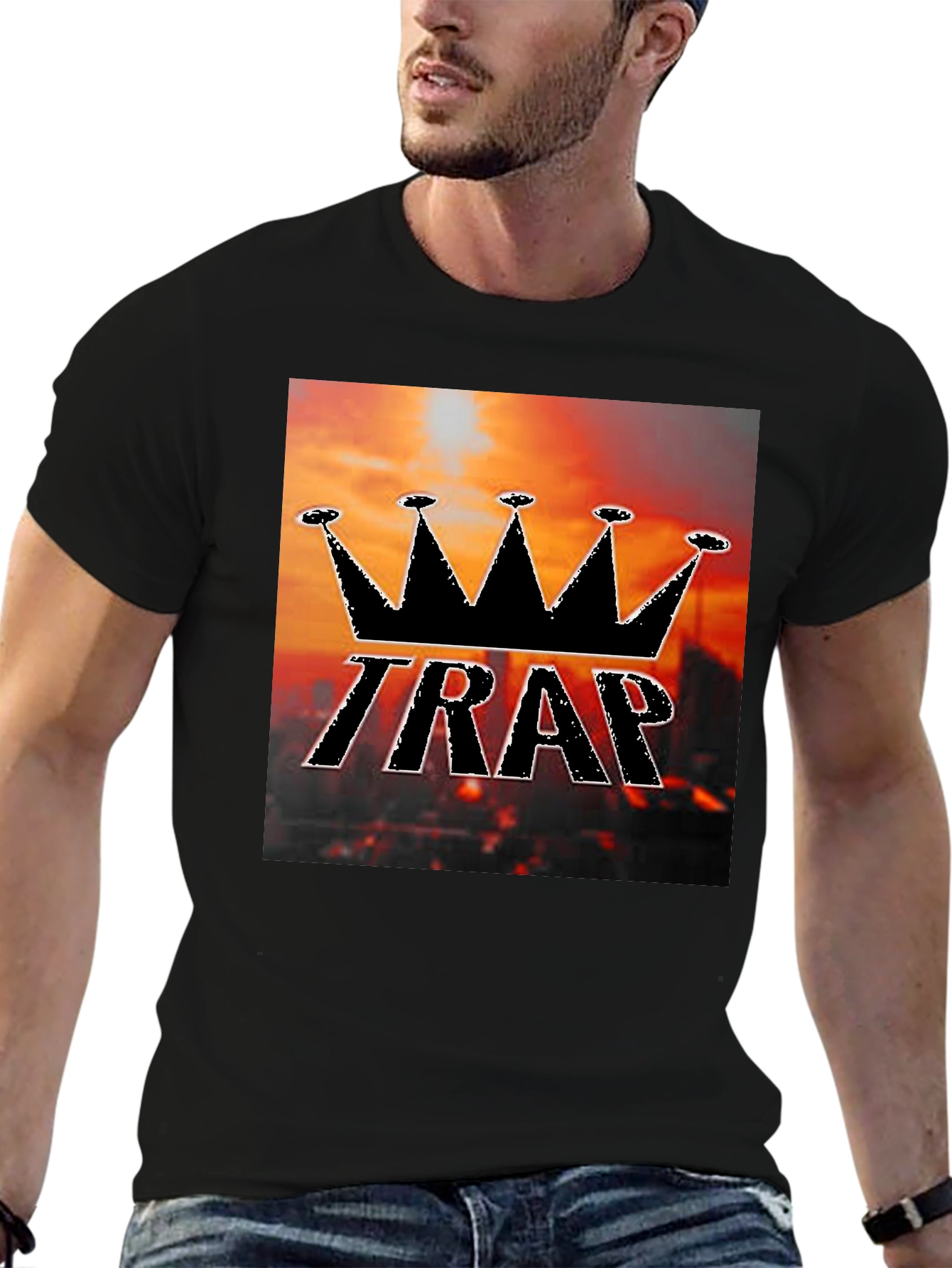 Black Trap King Black Graphic T-Shirt view 6
