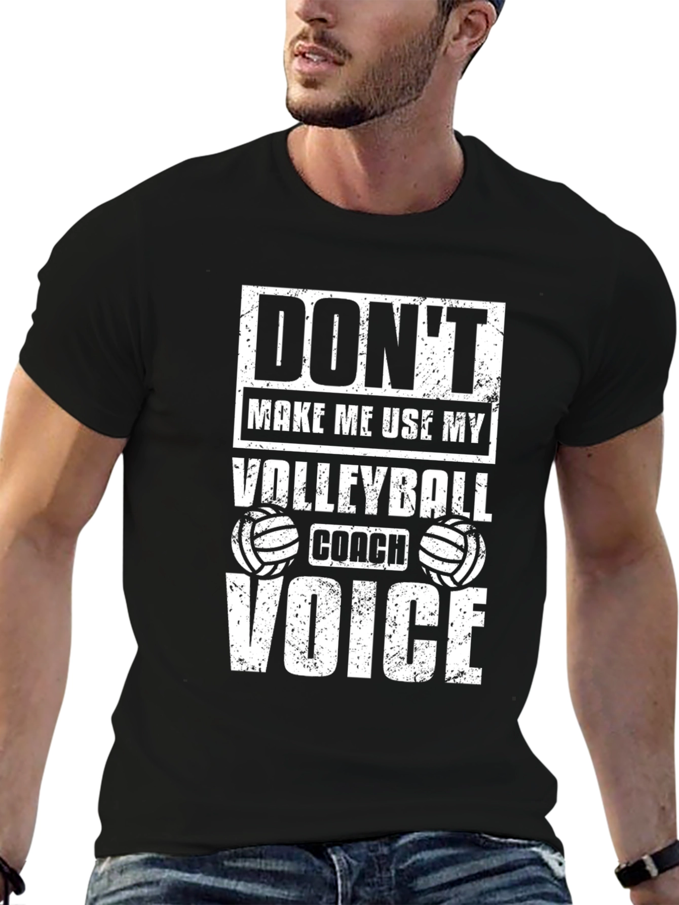 Black Volleyball Coach Voice T-Shirt view 6