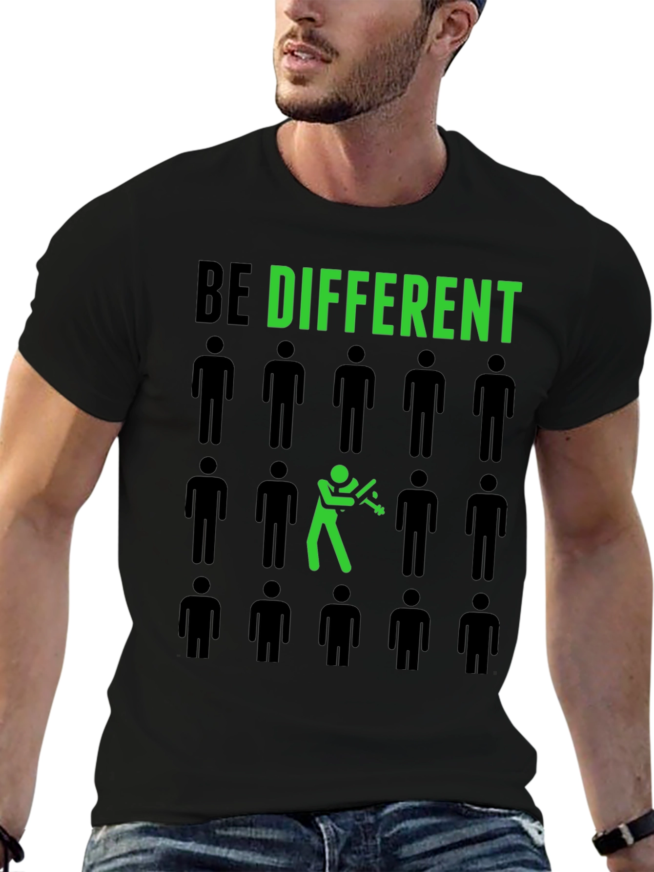 Black Be Different Black T-Shirt view 6