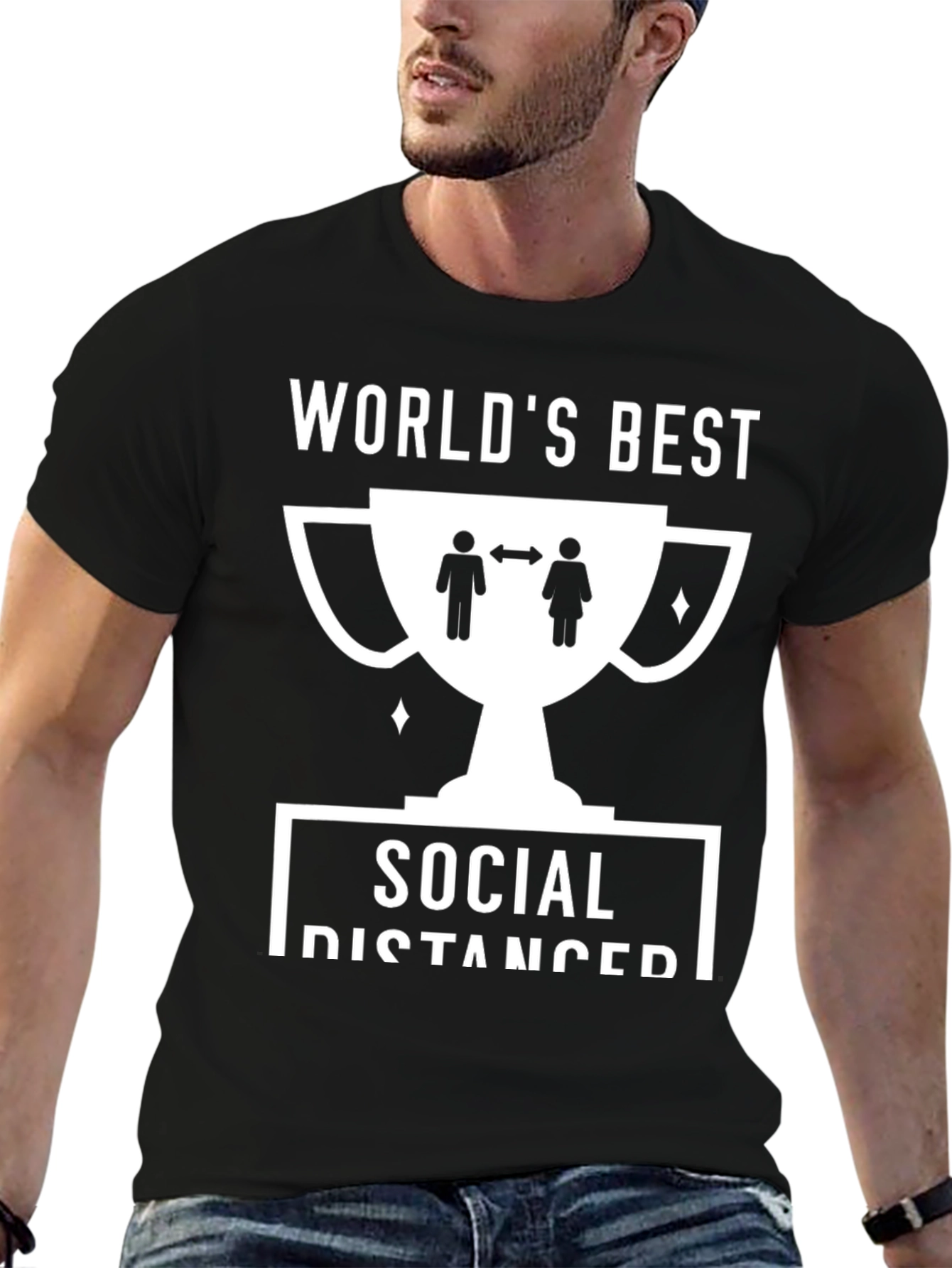Black World's Best Social Distancer T-Shirt view 6