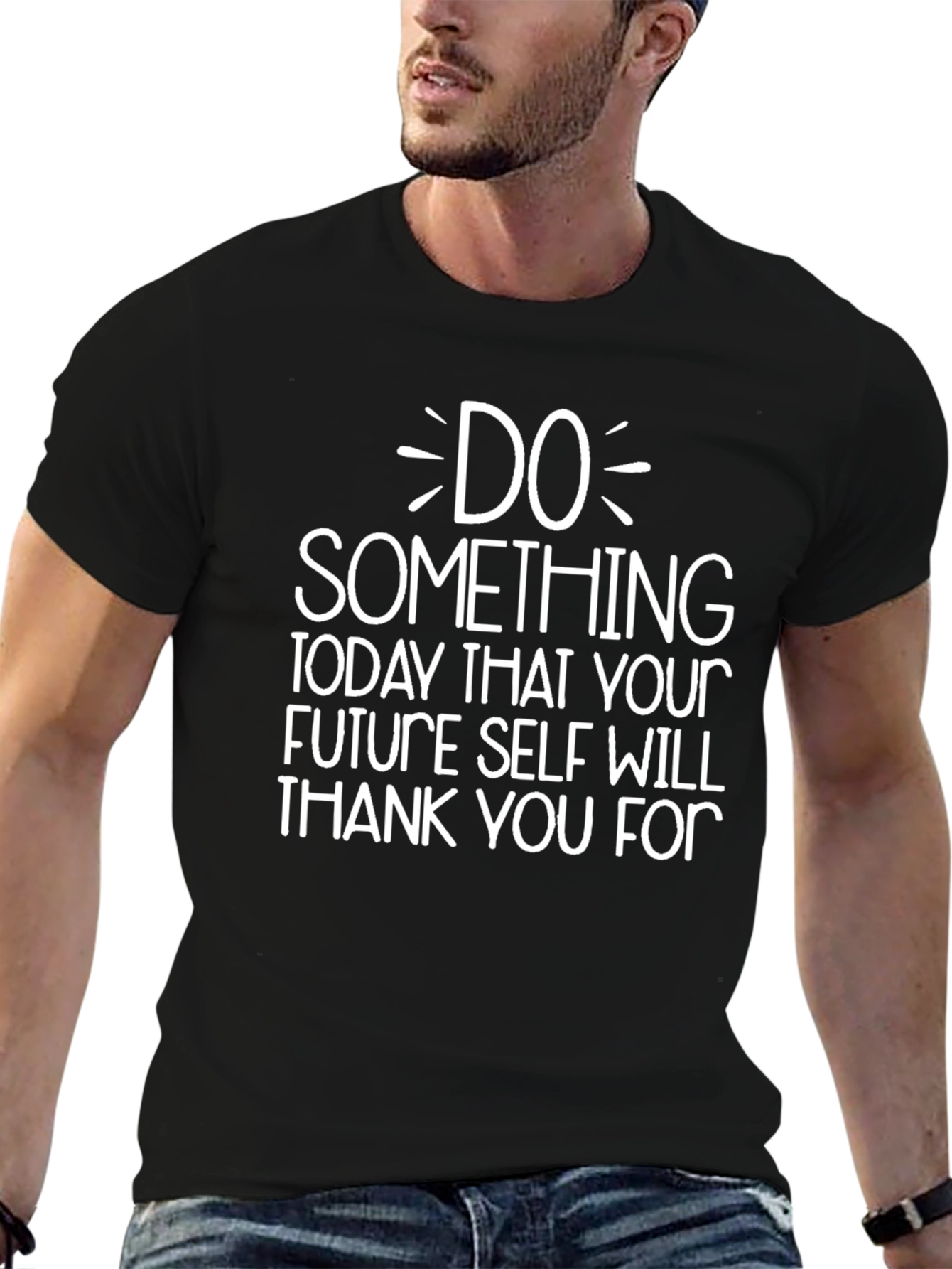 Black Inspirational Graphic T-Shirt: Do Something Today view 6