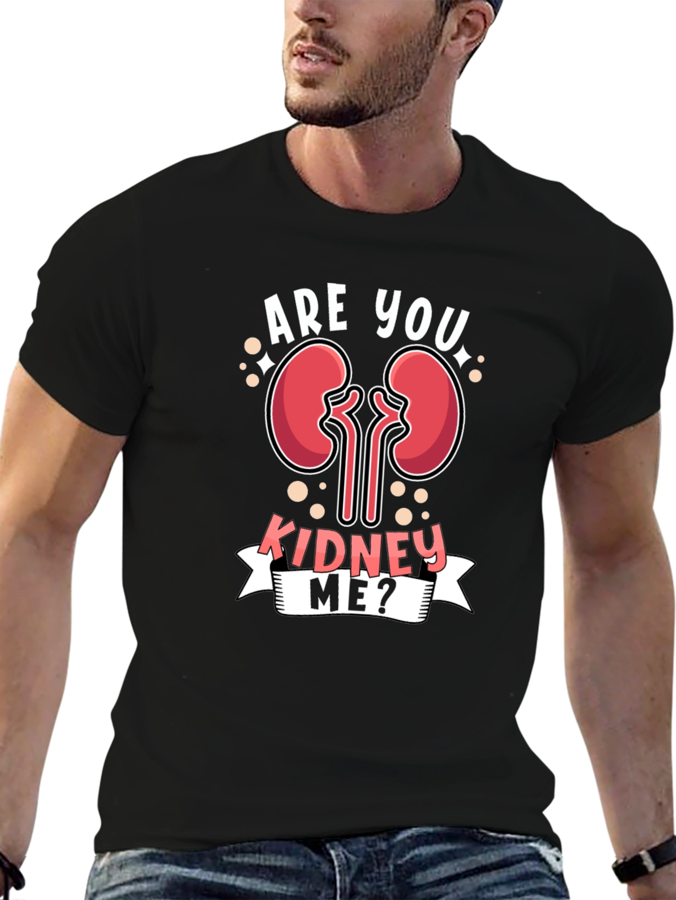 Black Are You Kidney Me? Novelty Graphic T-Shirt view 6