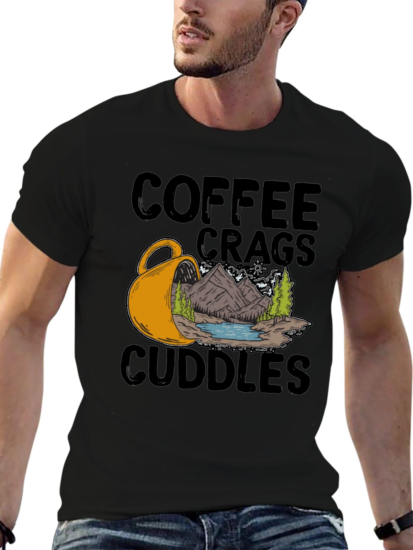 Black Coffee Crags Cuddles Graphic Tee view 6