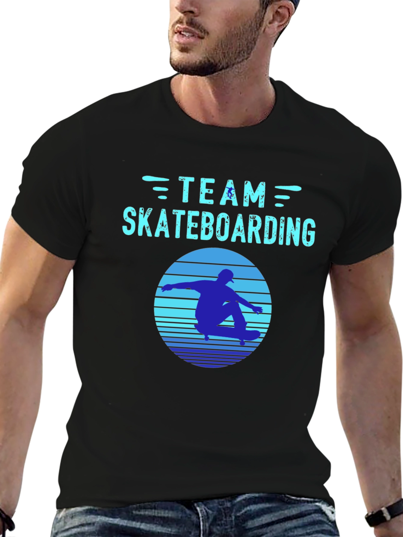 Black Team Skateboarding Graphic Tee - Black view 6