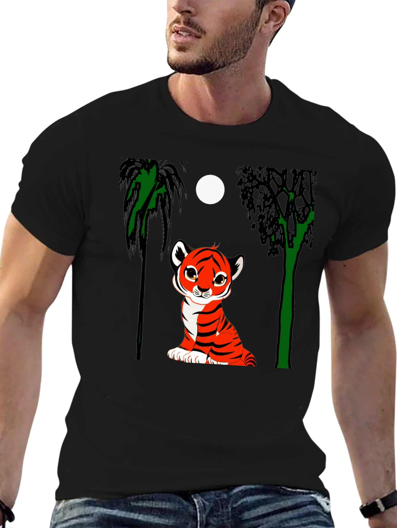 Black Cute Tiger Cub Graphic Tee - Black view 6