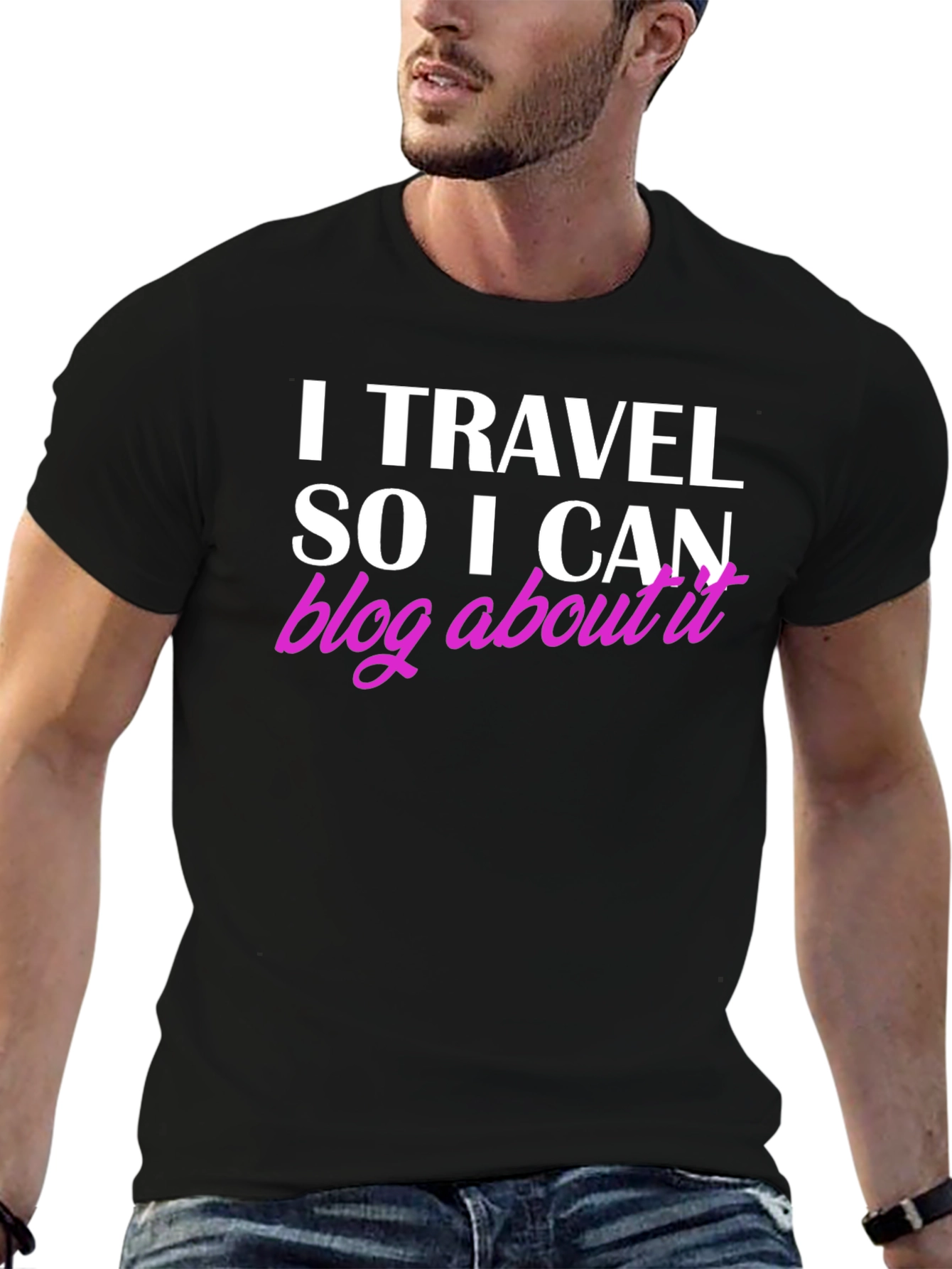 Black I Travel So I Can Blog About It Black T-Shirt view 6