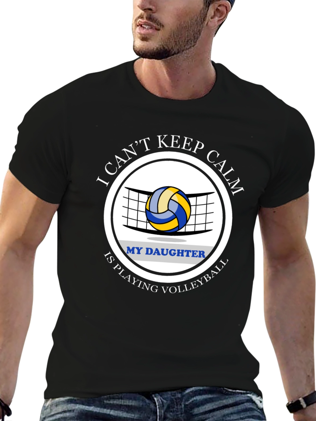 Black Volleyball Daughter T-Shirt, Sport Fan Tee view 6