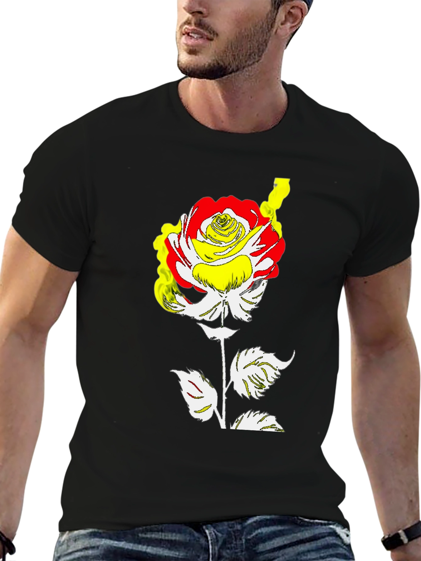 Black Rose Graphic Tee - Modern Art Style view 6
