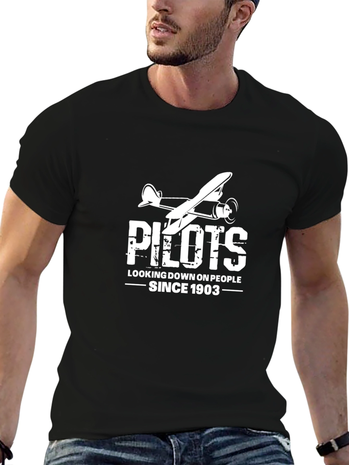 Black Pilots Looking Down Since 1903 Graphic Tee view 6