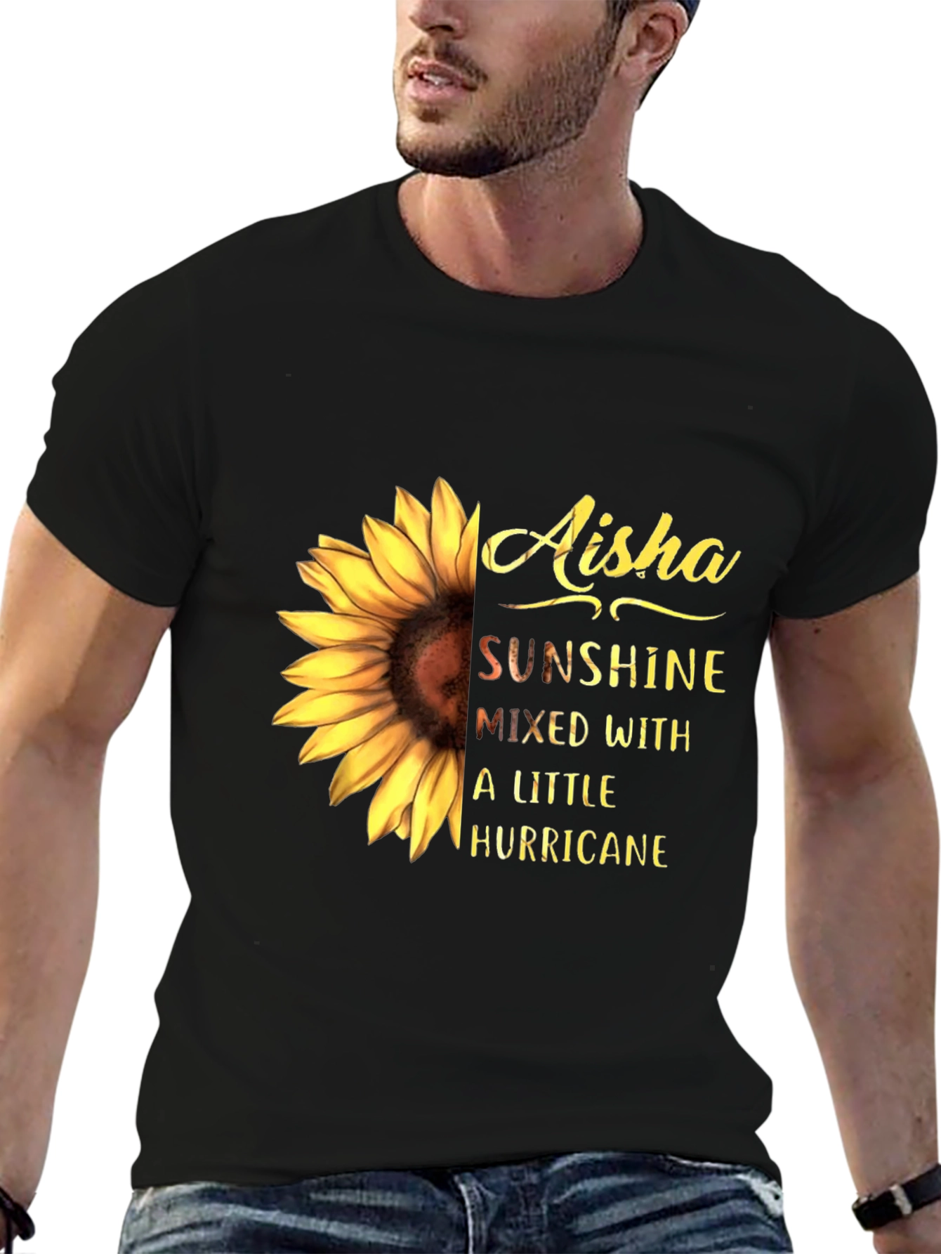 Black Aisha Sunflower Tee - Sunshine & Hurricane view 6