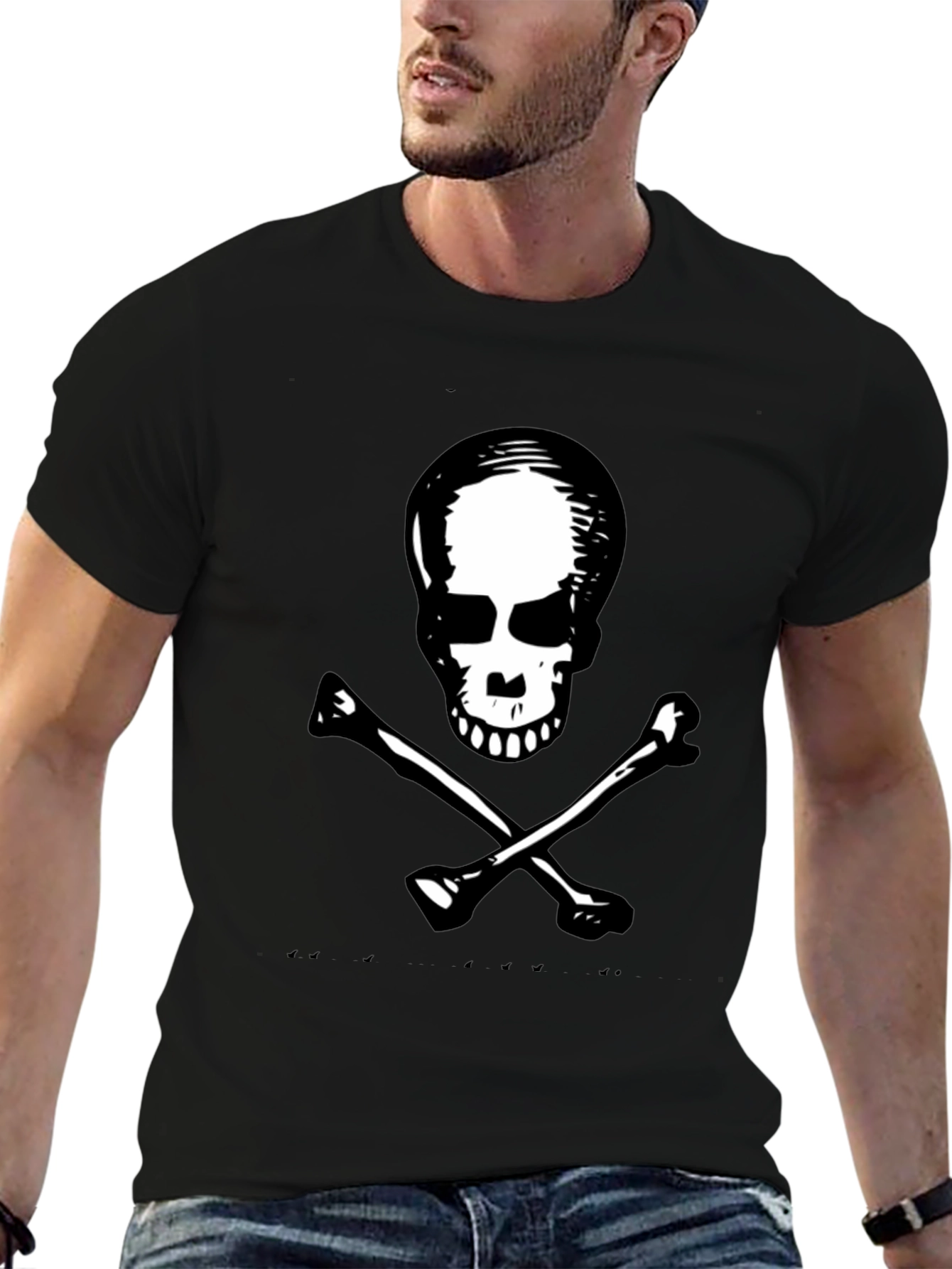 Black Skull & Crossbones Graphic Tee - Black view 6