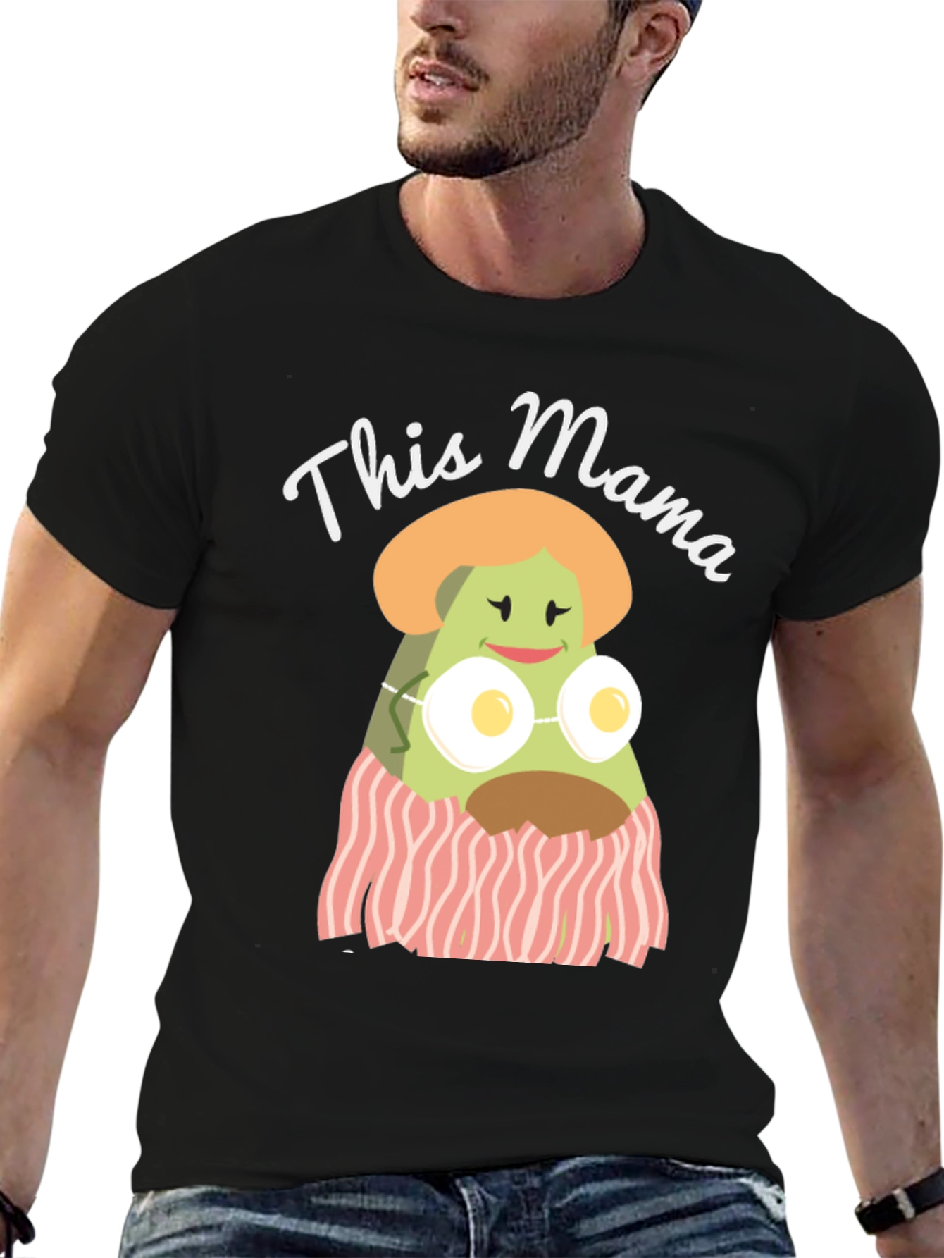 Black This Mama Avocado Breakfast T-Shirt view 6