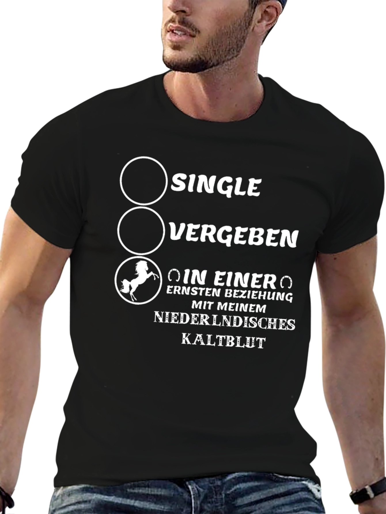 Black Funny Horse Lover T-Shirt - Relationship Status view 6