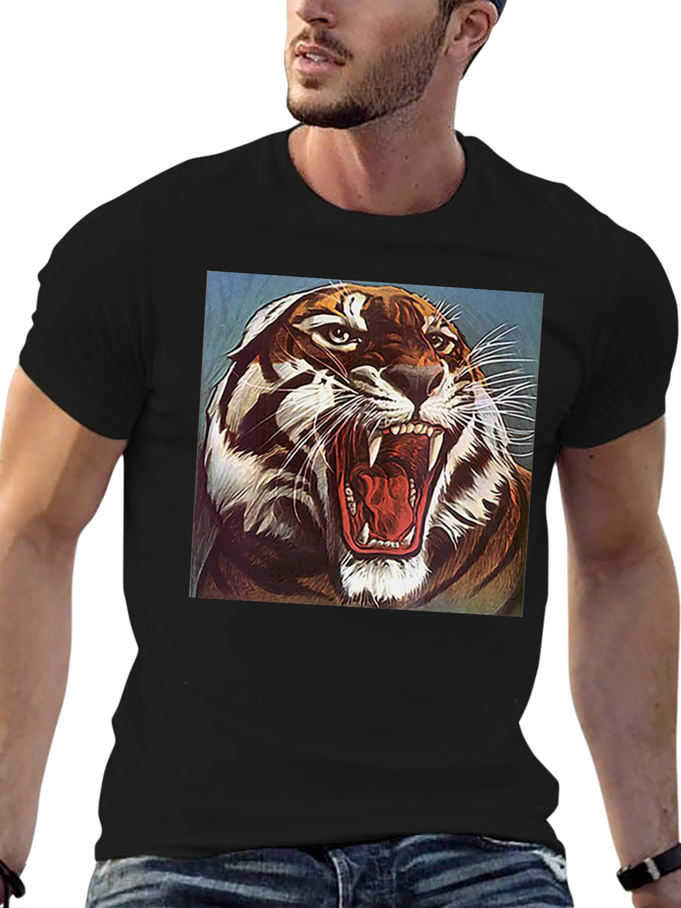Black Roaring Tiger Graphic Tee - Fierce Style view 6