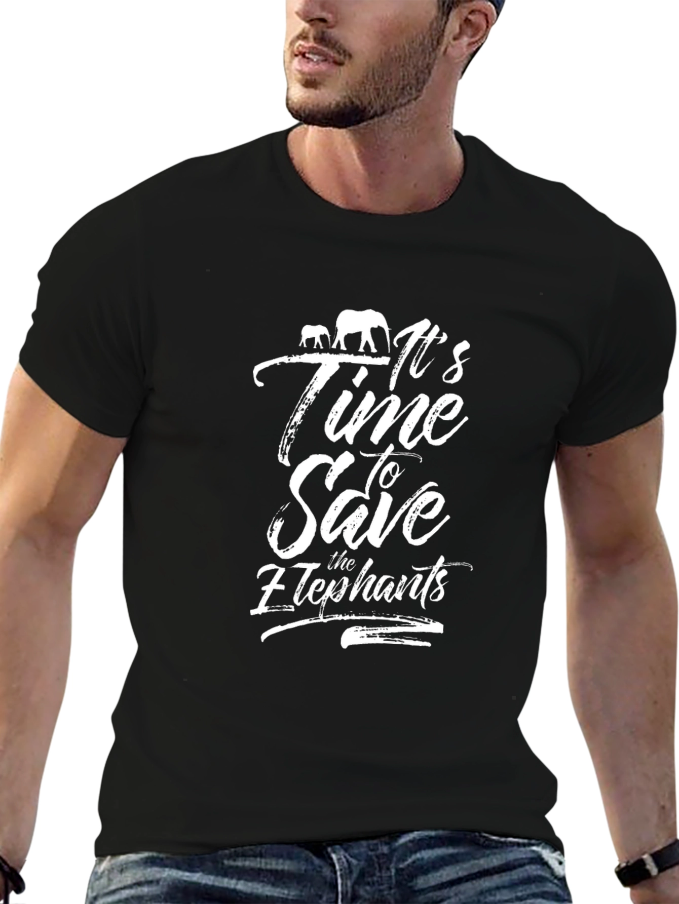 Black Save The Elephants Graphic Tee view 6