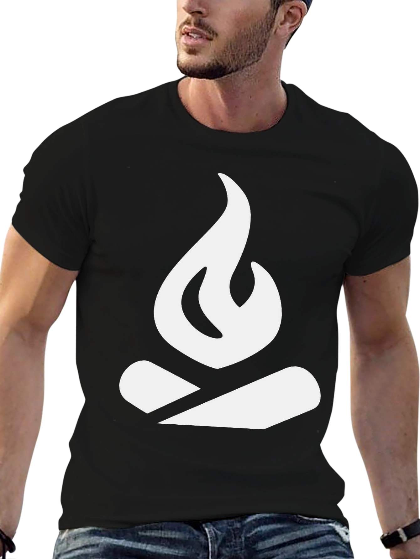 Black Campfire Graphic Tee - Black Cotton Blend view 6