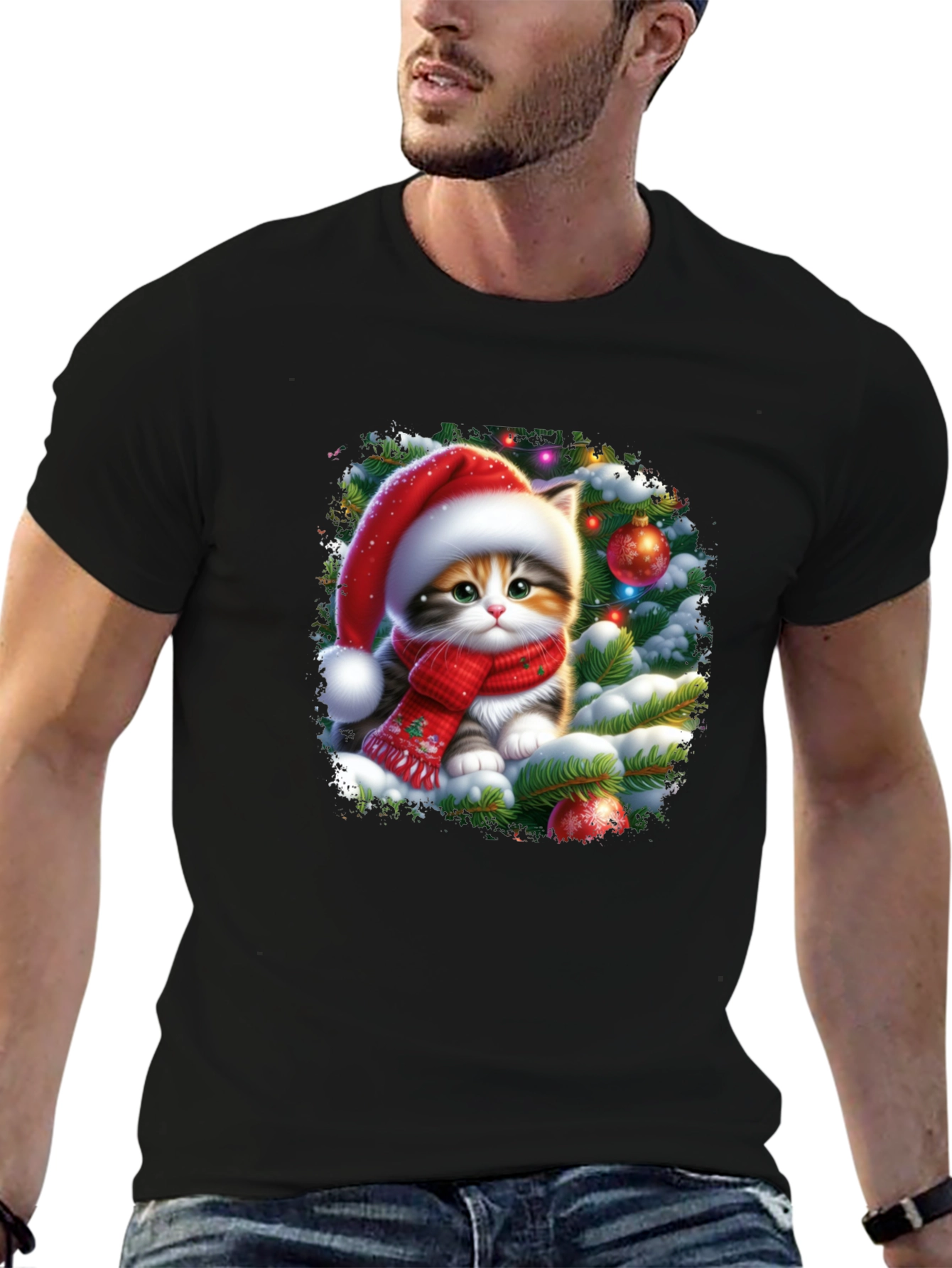 Festive Kitten Christmas T-Shirt - 6
