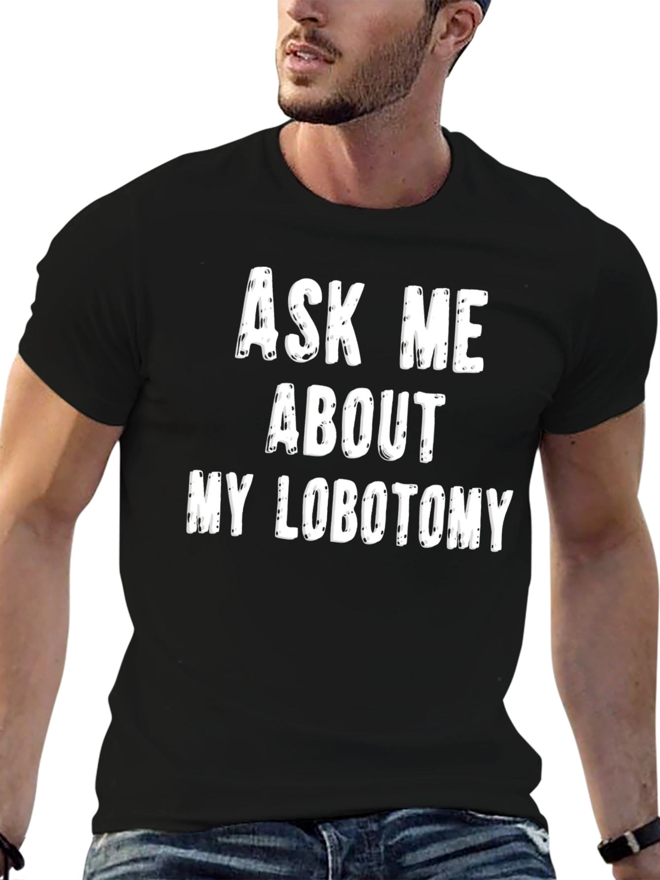 Black Ask Me About My Lobotomy Graphic Tee view 6