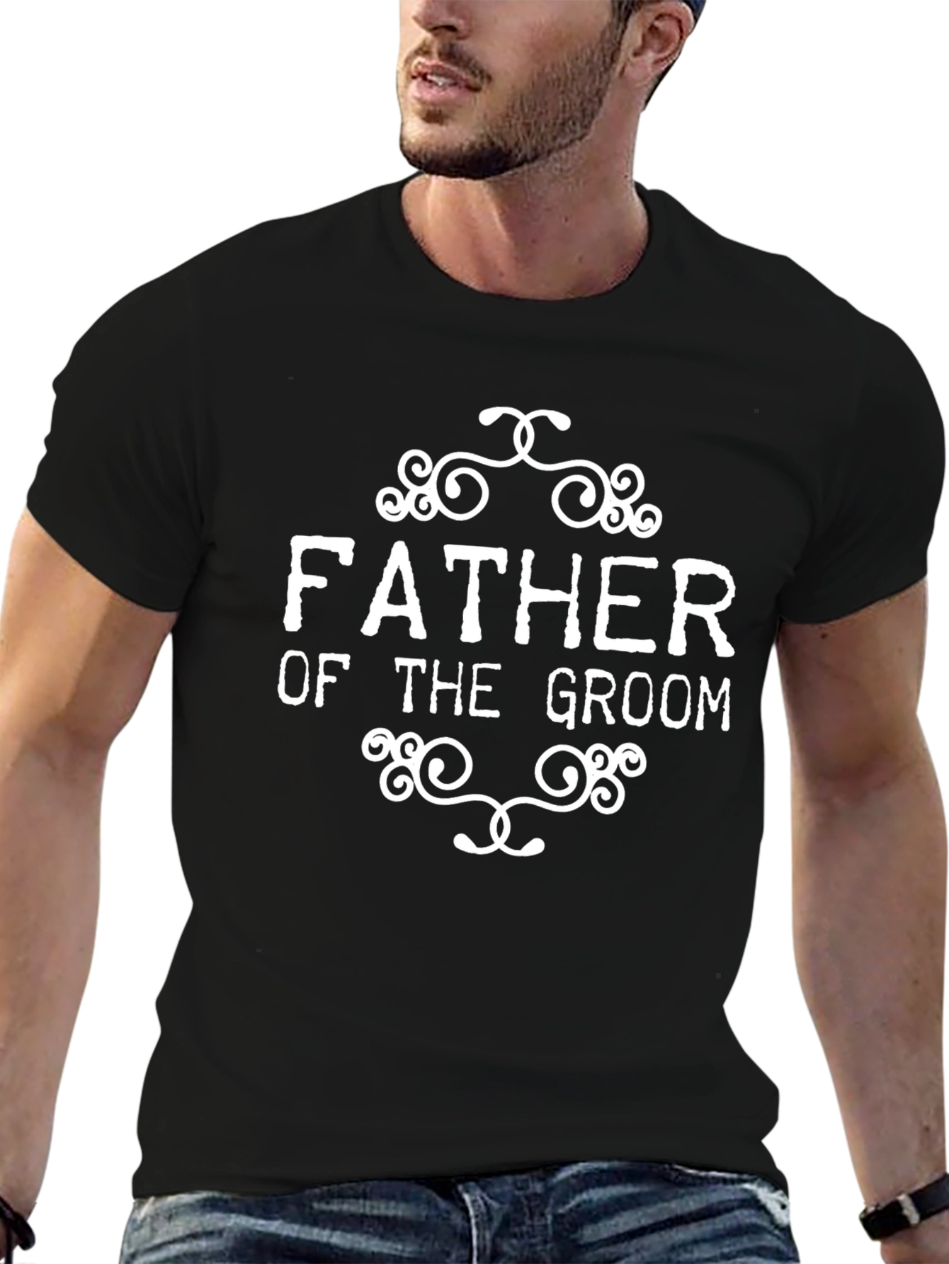 Black Father of the Groom Graphic T-Shirt view 6
