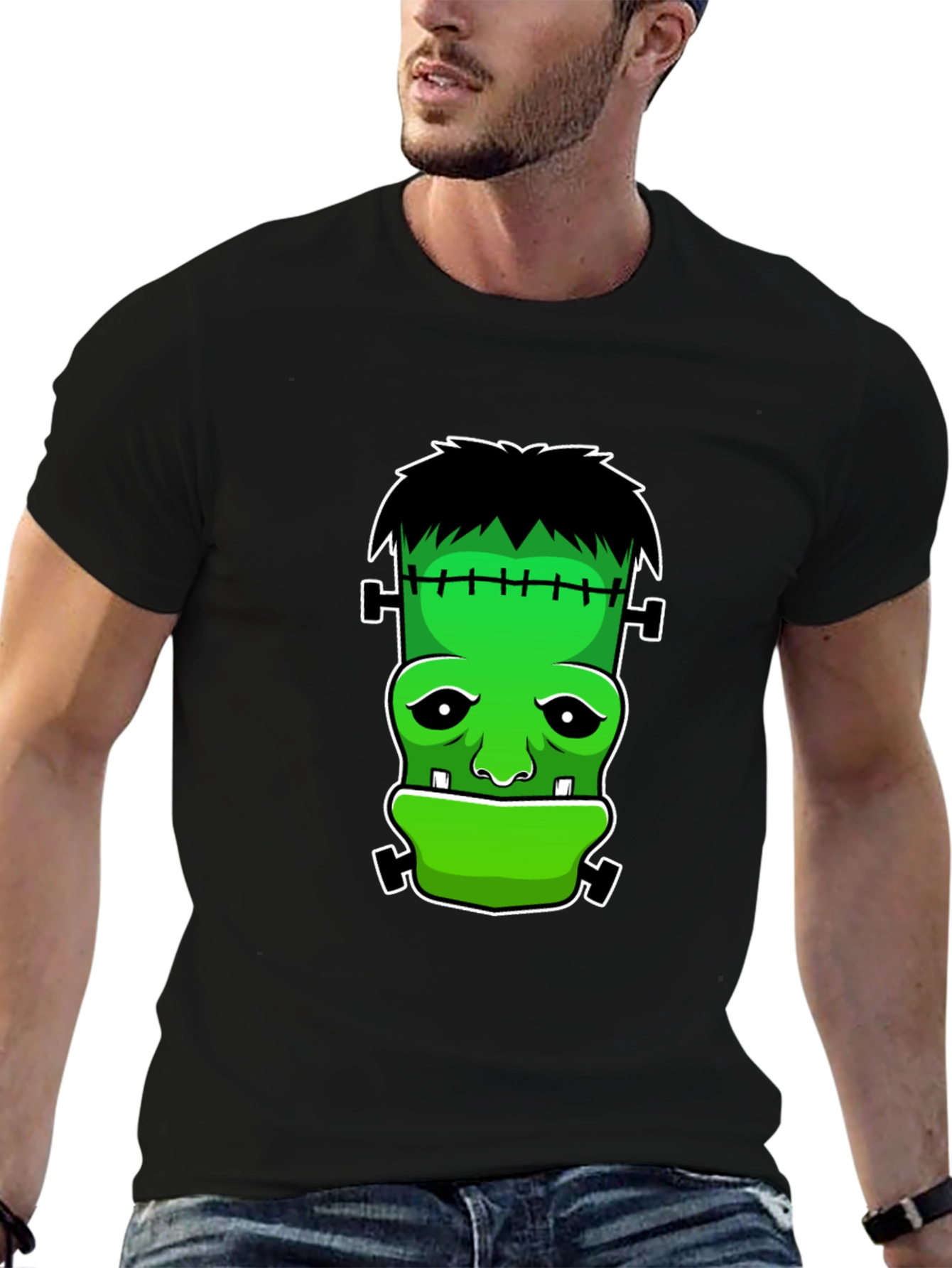 Black Frankenstein Graphic T-Shirt - Halloween Tee view 6