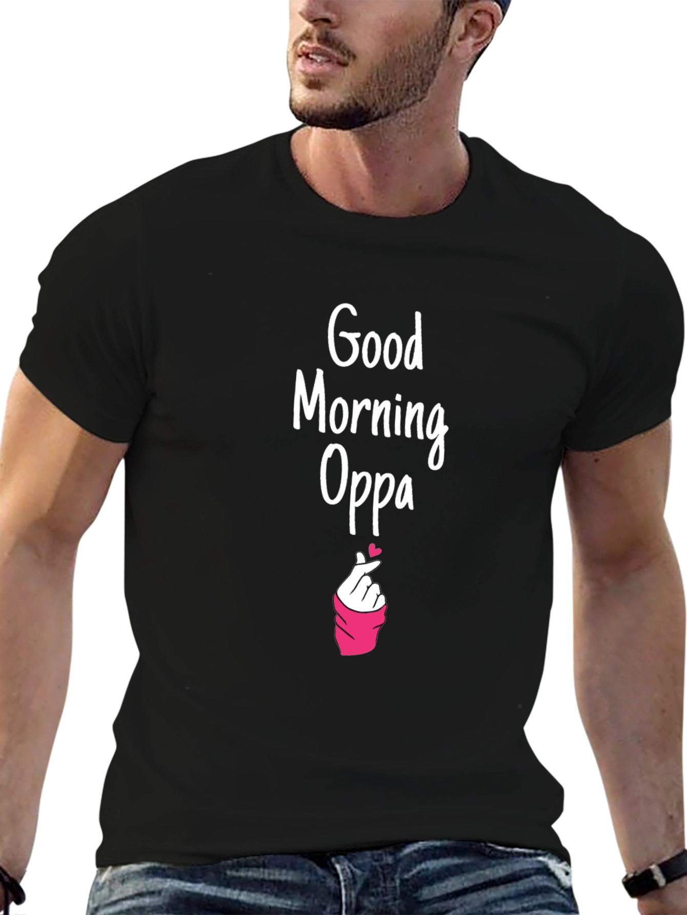 Black Good Morning Oppa Graphic Tee - K-Drama Inspired view 6