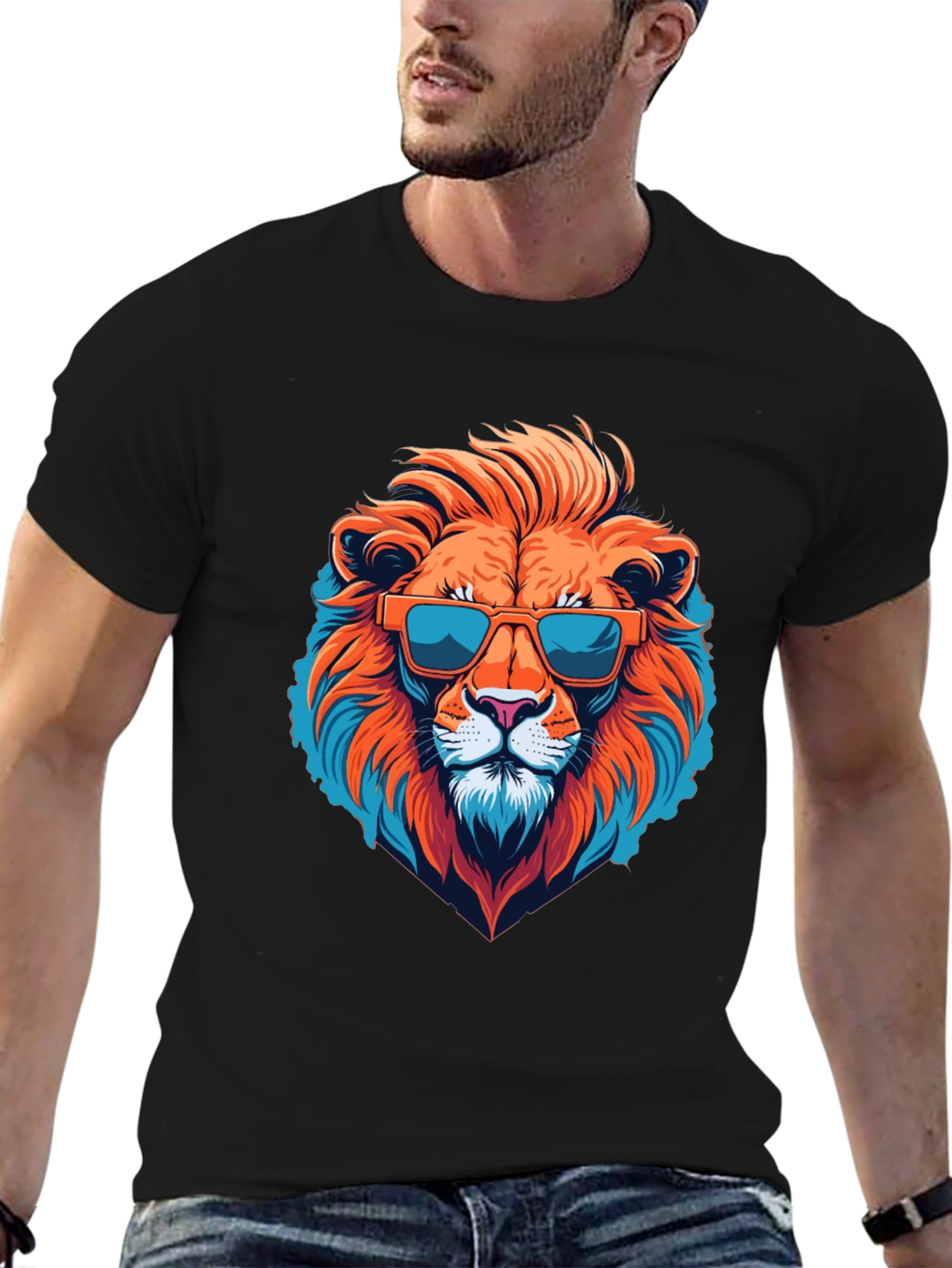 Black Cool Lion Graphic Tee - Black T-Shirt view 6