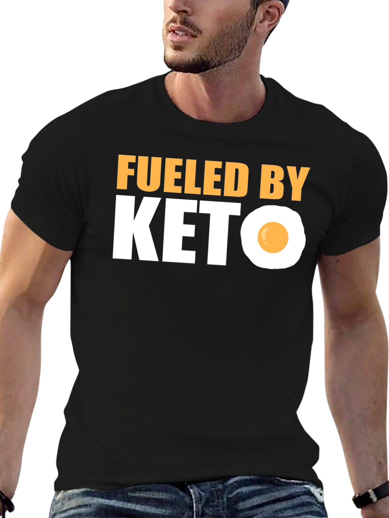 Black Fueled By Keto T-Shirt Funny Diet Tee view 6