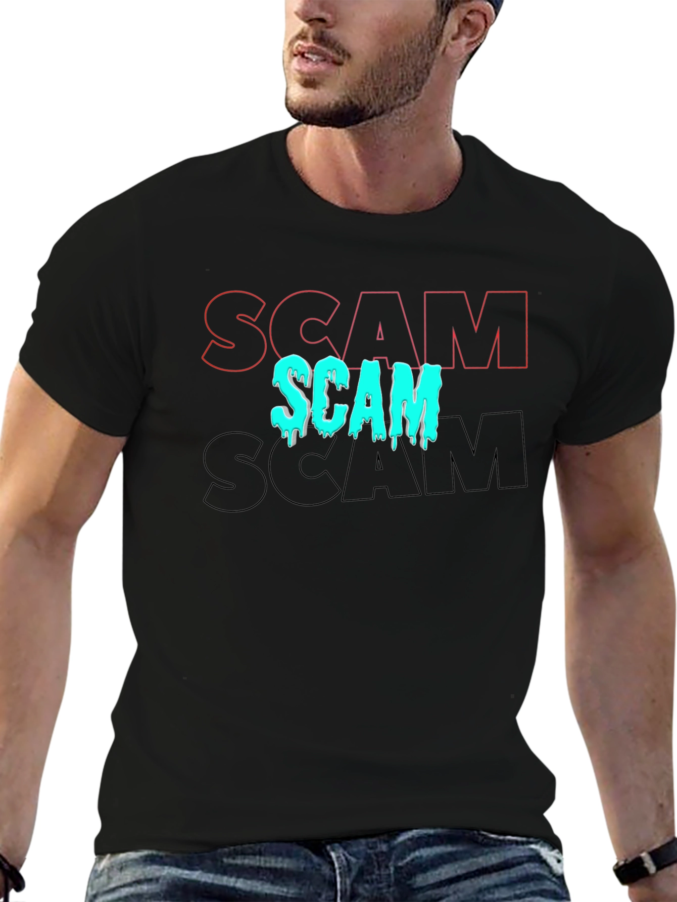 Black Scam T-Shirt - Trendy Graphic Tee view 6