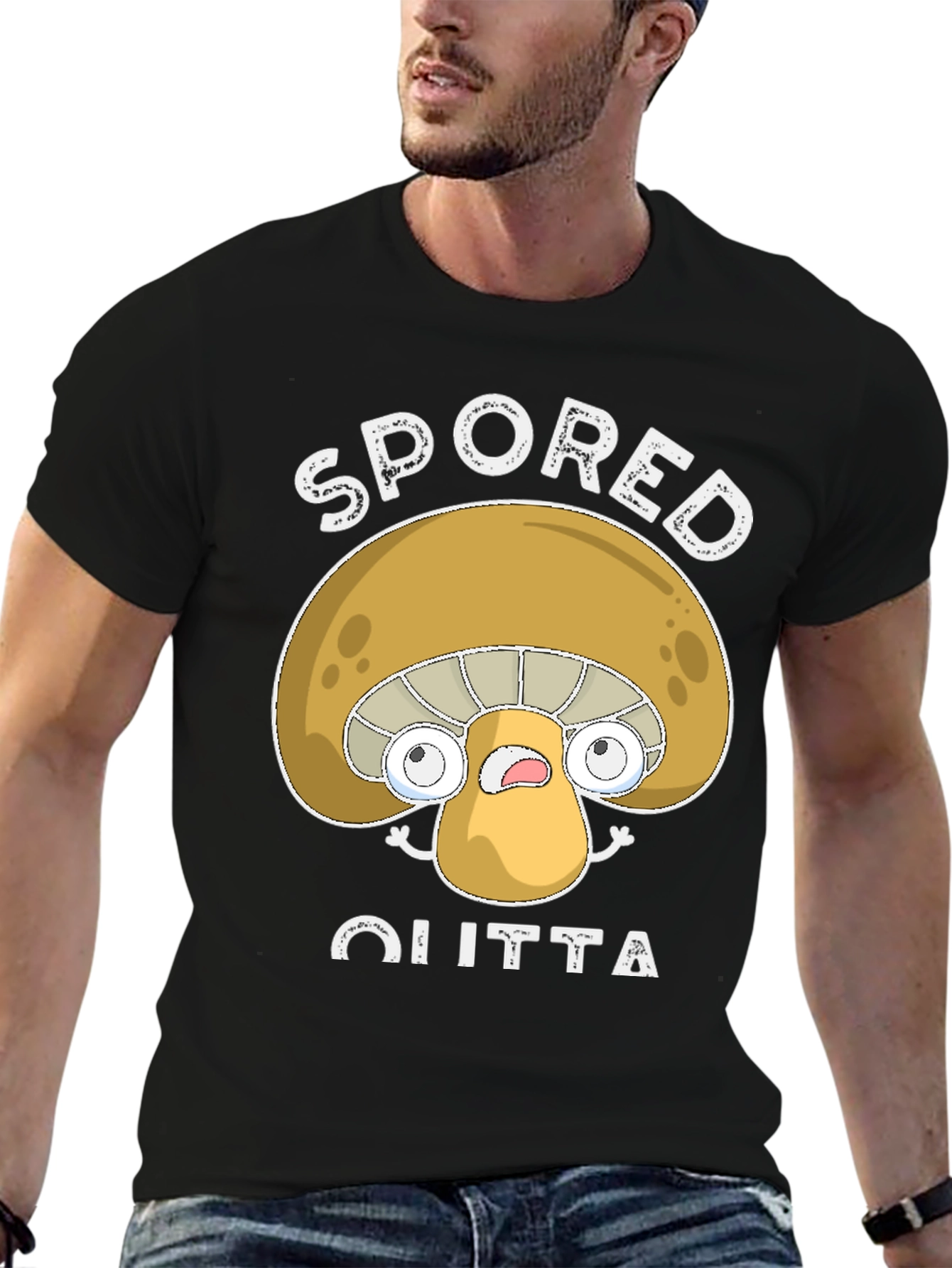 Black Spored Outta Here Mushroom Graphic Tee view 6