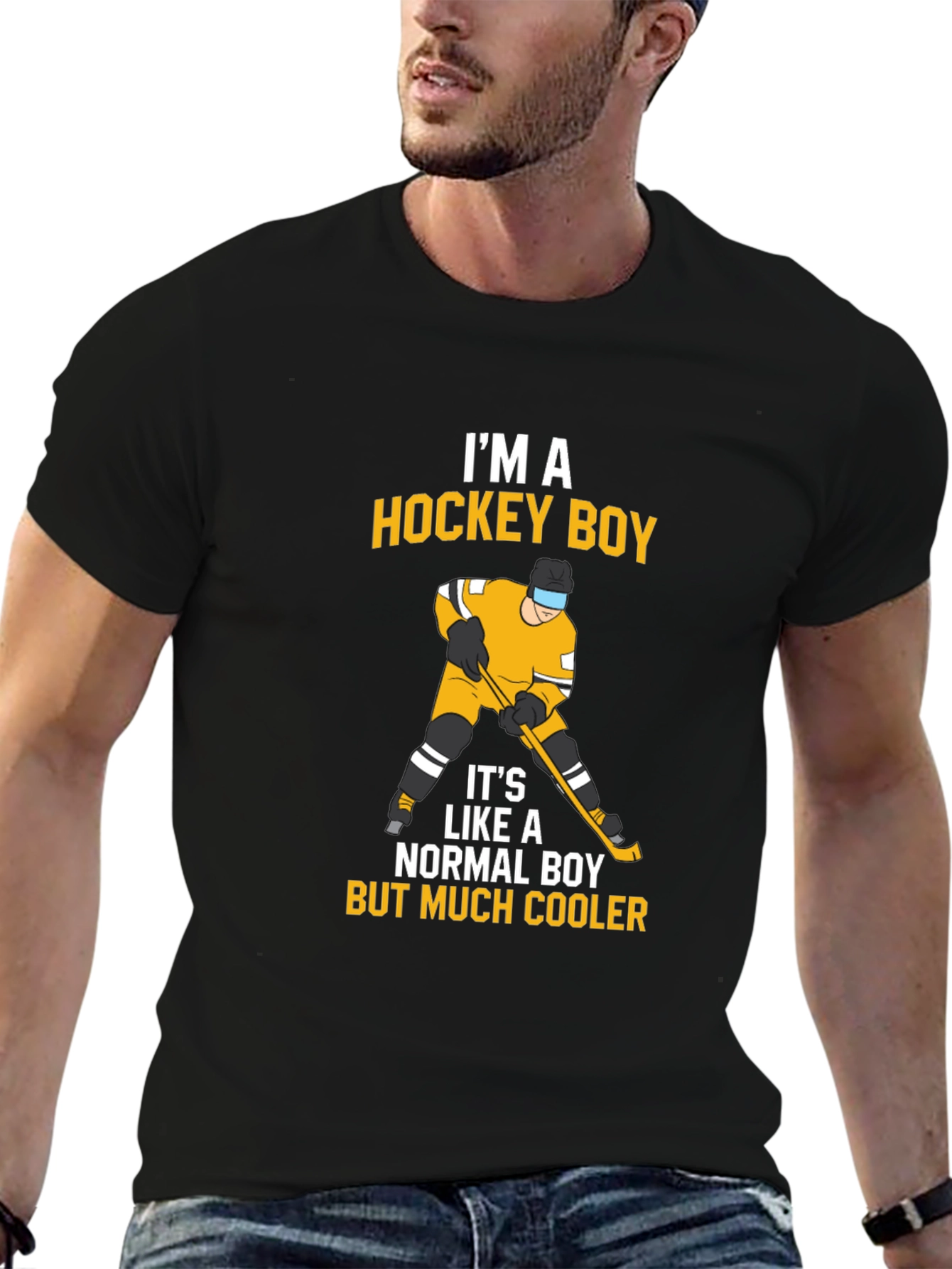 Black Hockey Boy T-Shirt - Cool and Sporty Design view 6