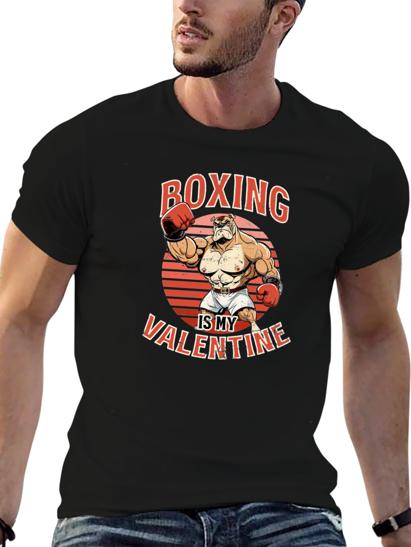 Black Boxing is My Valentine Graphic T-Shirt view 6