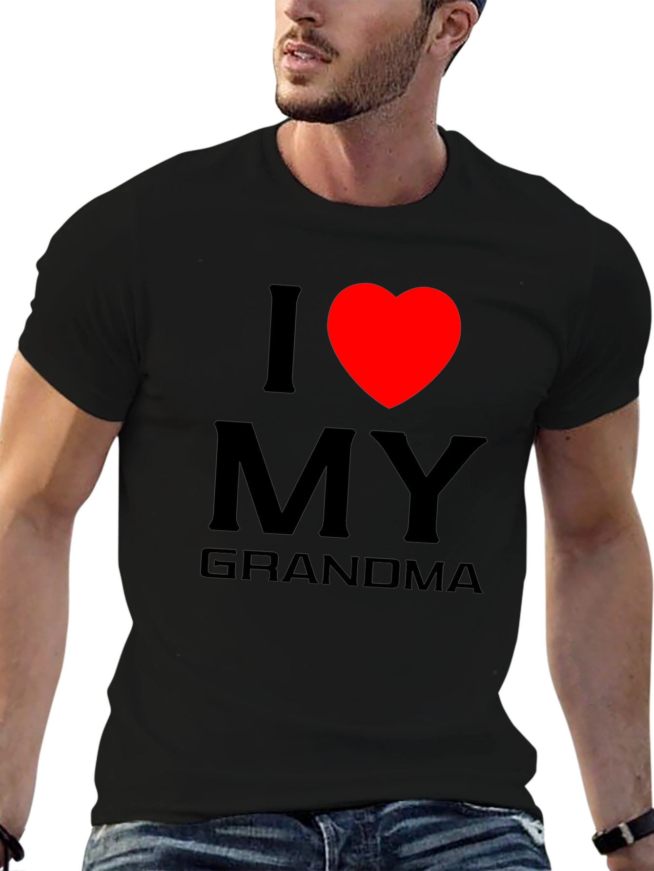Black I Love My Grandma Black T-Shirt - Heart Graphic view 6