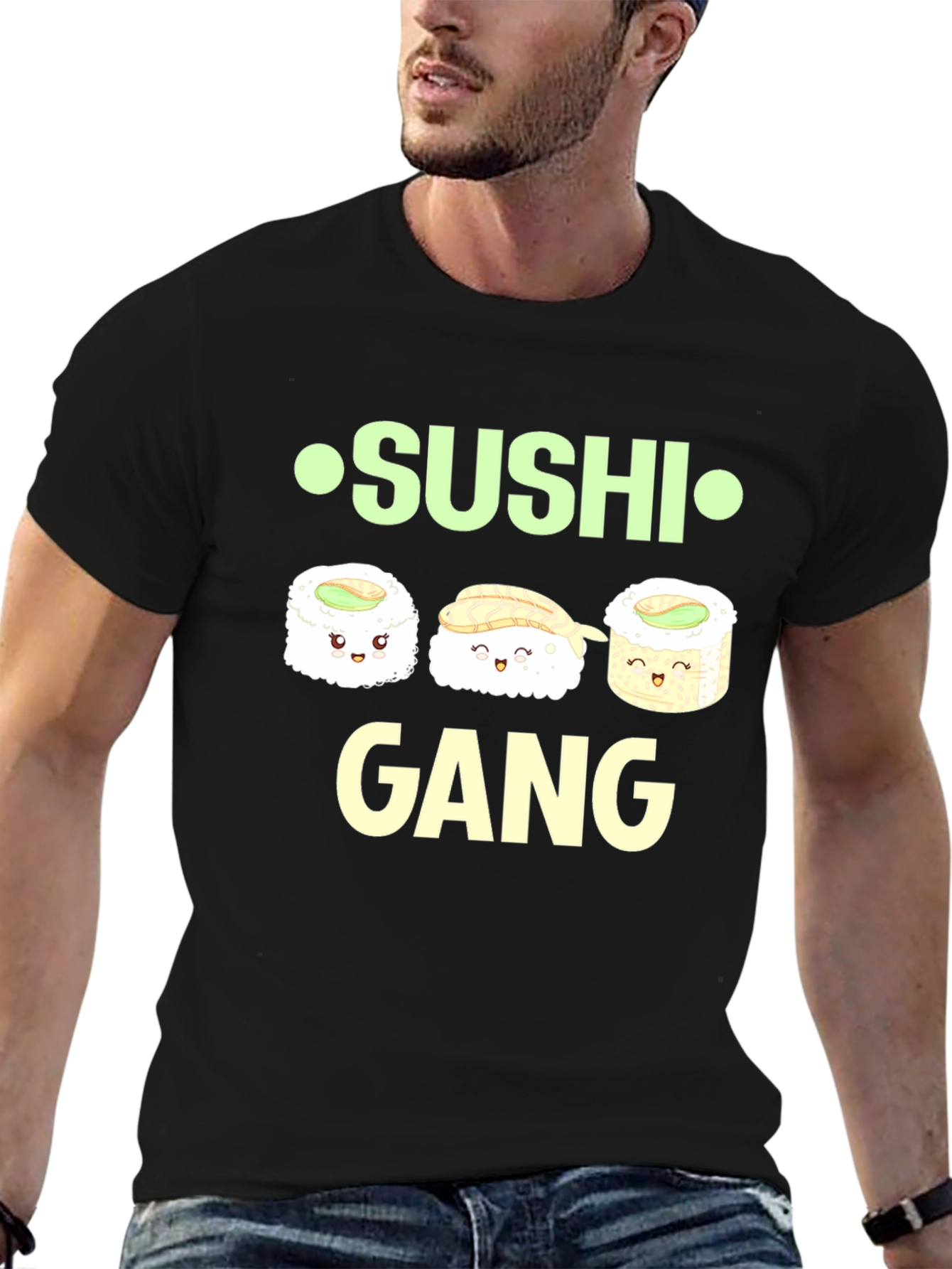 Black Sushi Gang Graphic Tee - Funny Food Shirt view 6