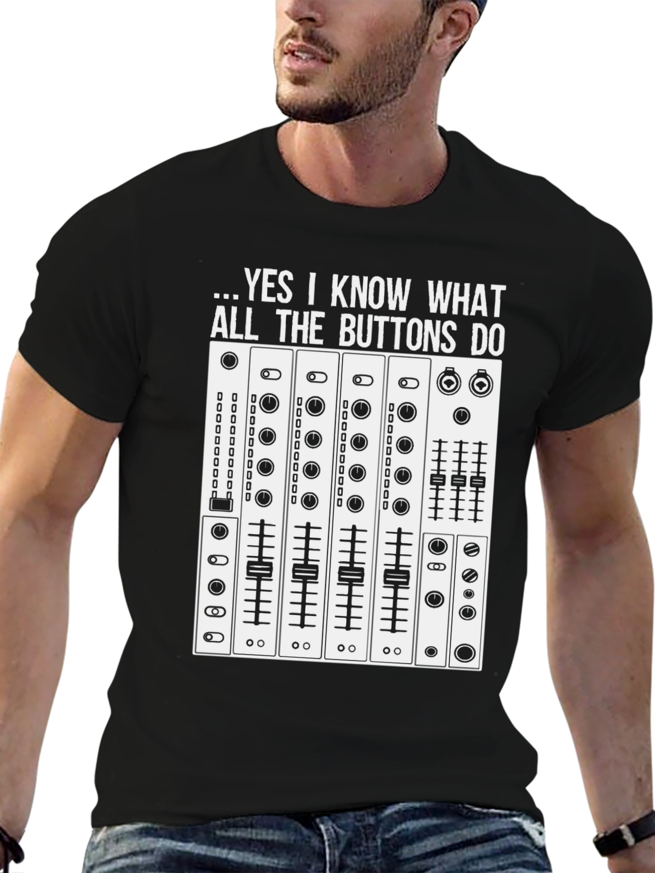 Black DJ Mixer T-Shirt - Yes I Know What All the Buttons Do view 6