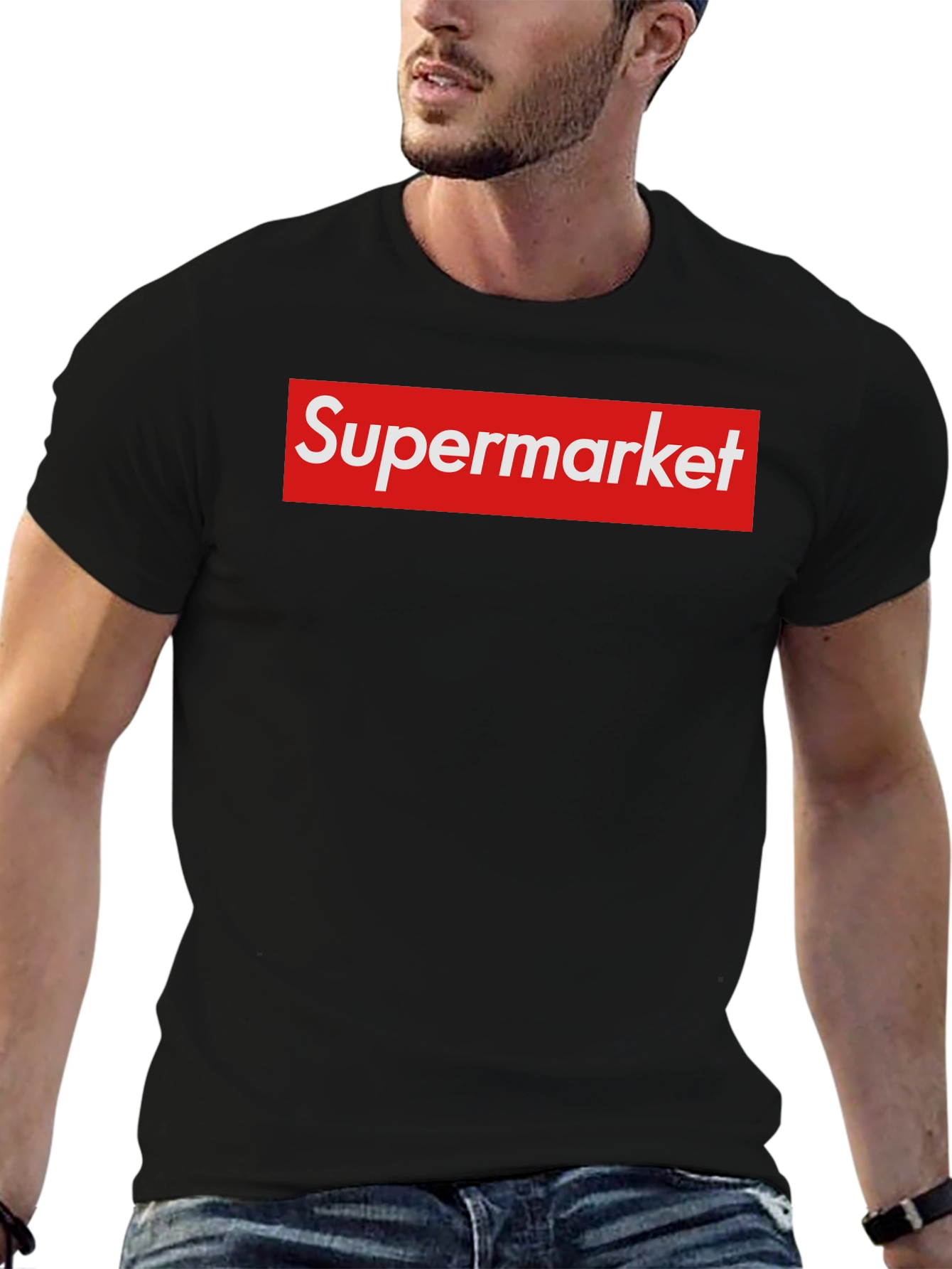 Black Supermarket Funny Parody Graphic T-Shirt view 6