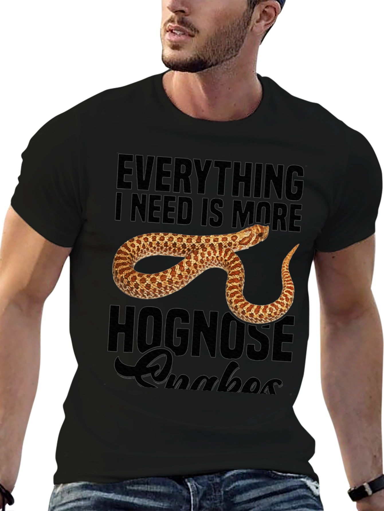 Black Hognose Snake Lover Graphic T-Shirt view 6