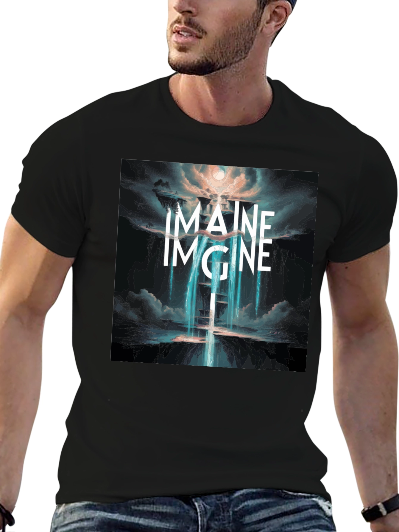 Black Imagine Graphic T-Shirt - Unique Design view 6