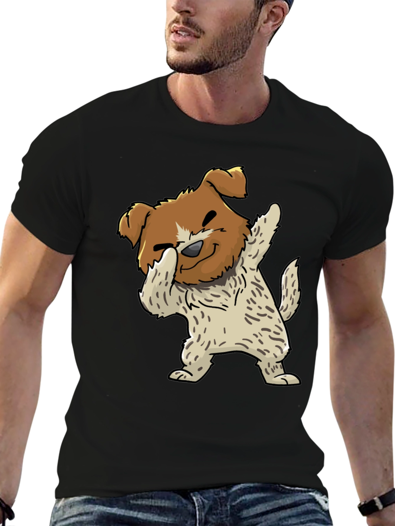 Black Dog Dabbing Graphic Tee - Black Cotton Blend view 6