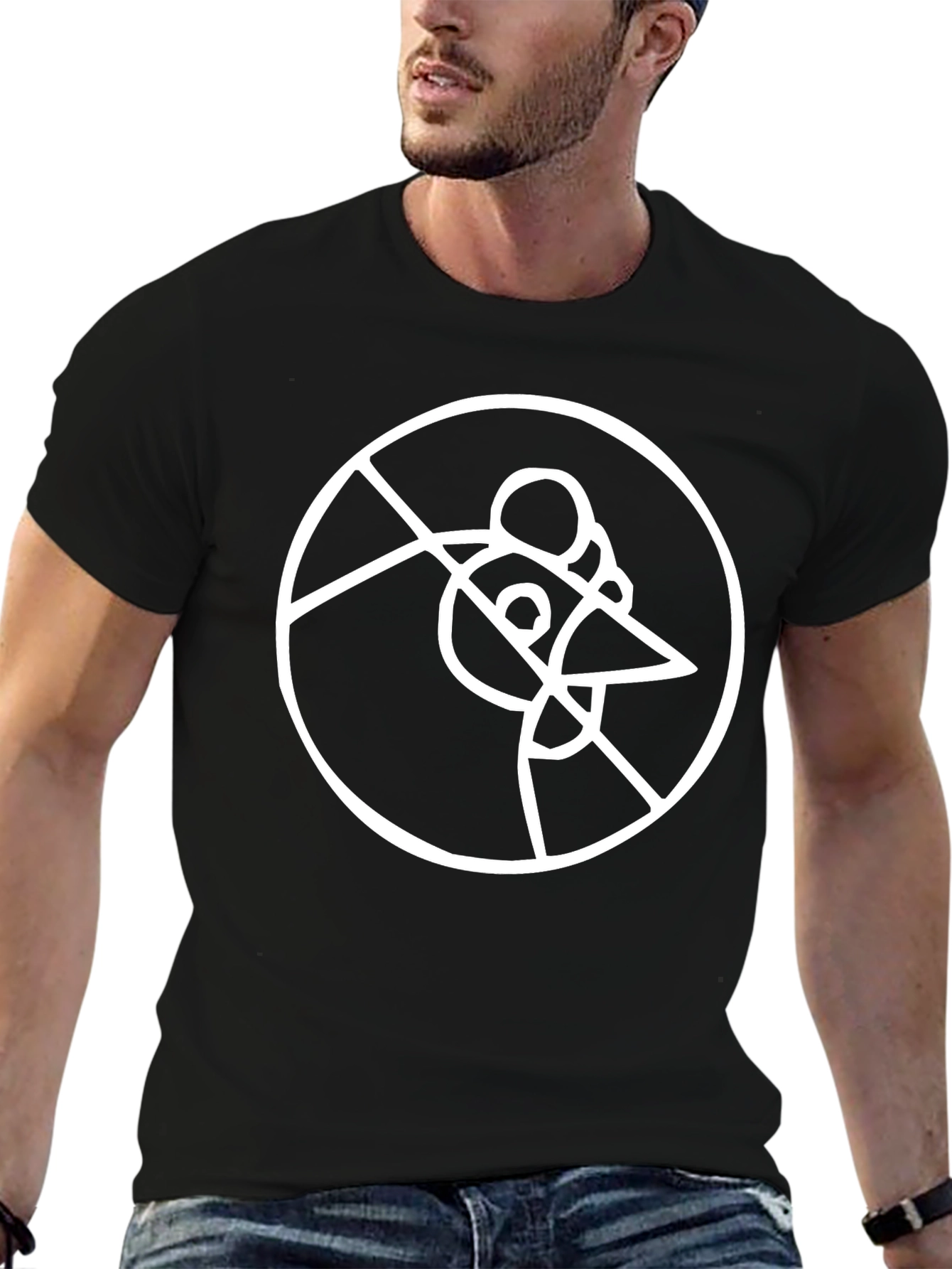 Black Abstract Graphic Tee - Black Cotton T-Shirt view 6