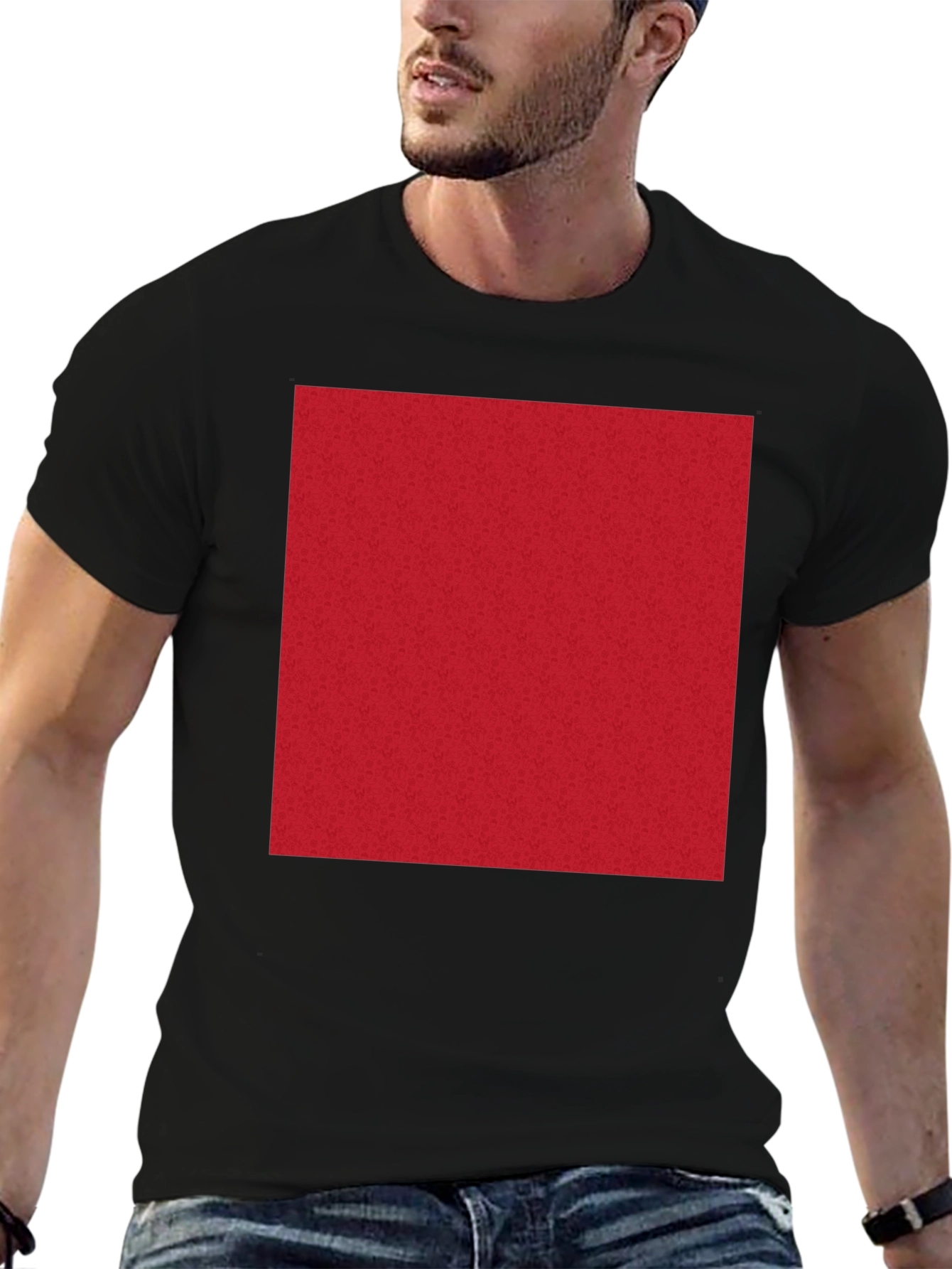 Black Bold Red Square Graphic Tee - Classic Fit view 6