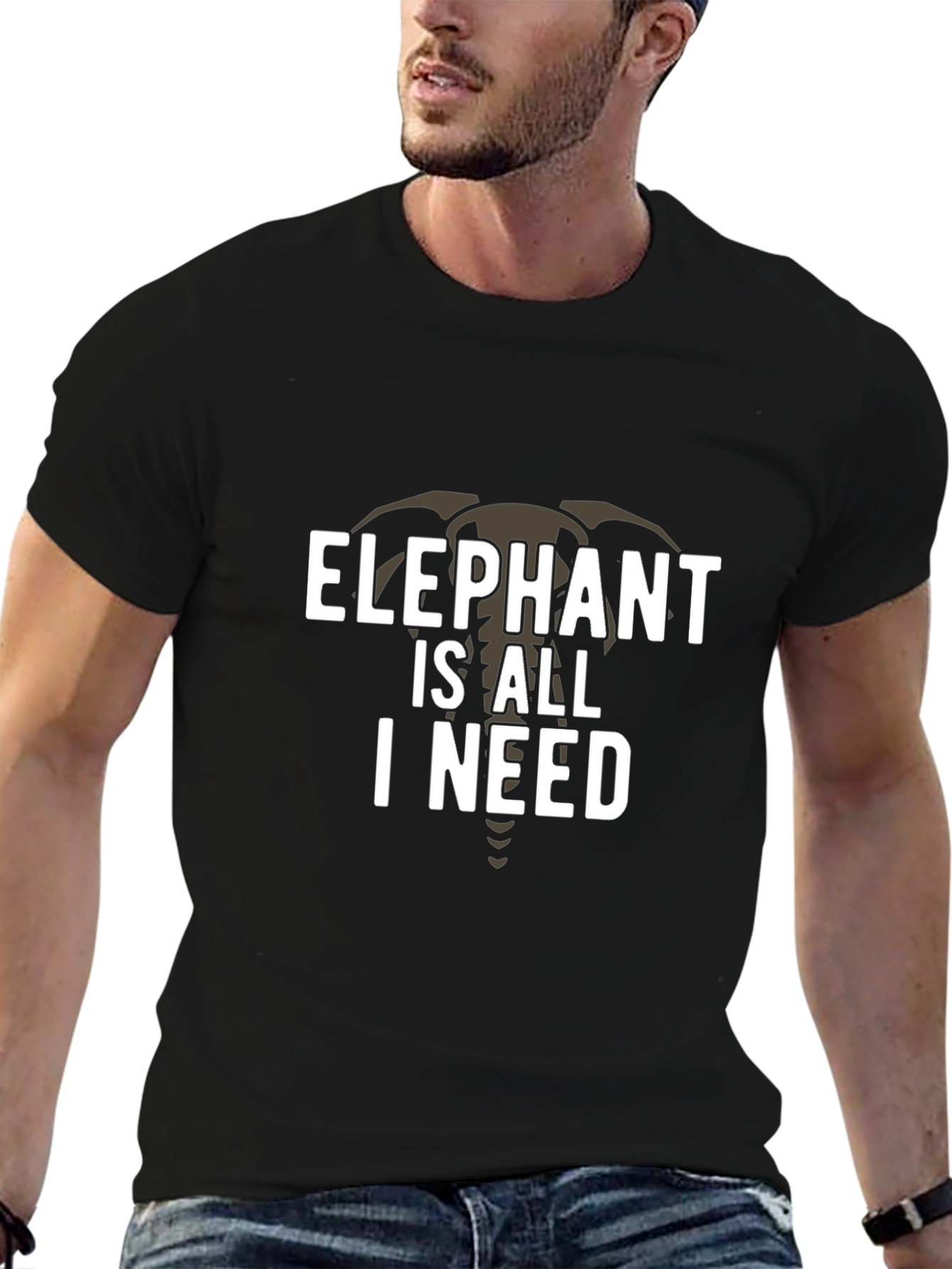 Black Elephant Is All I Need Graphic Tee - Black view 6