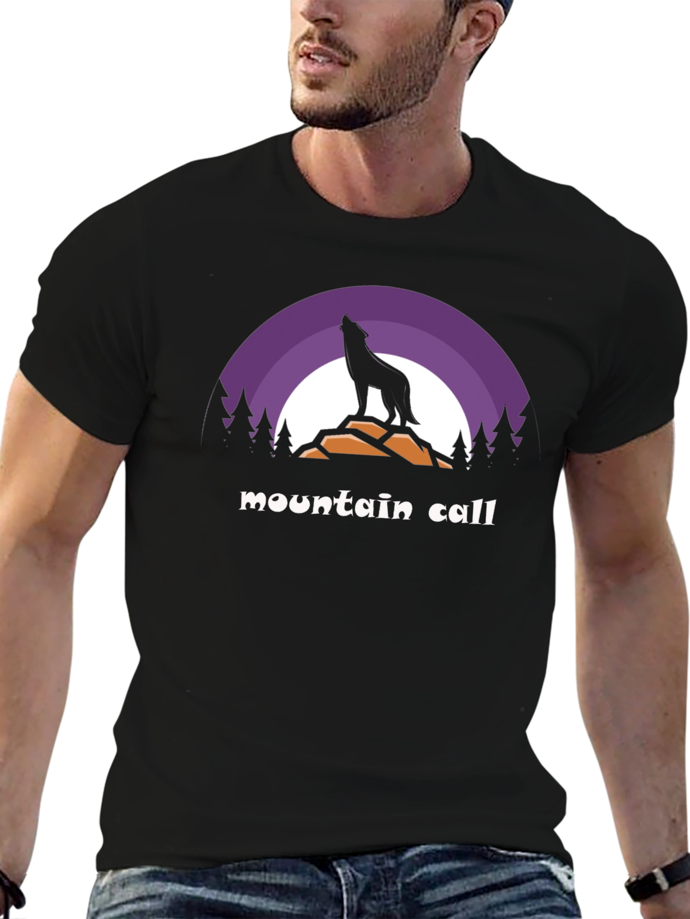 Black Mountain Call Wolf Graphic T-Shirt - Nature Lover Tee view 6