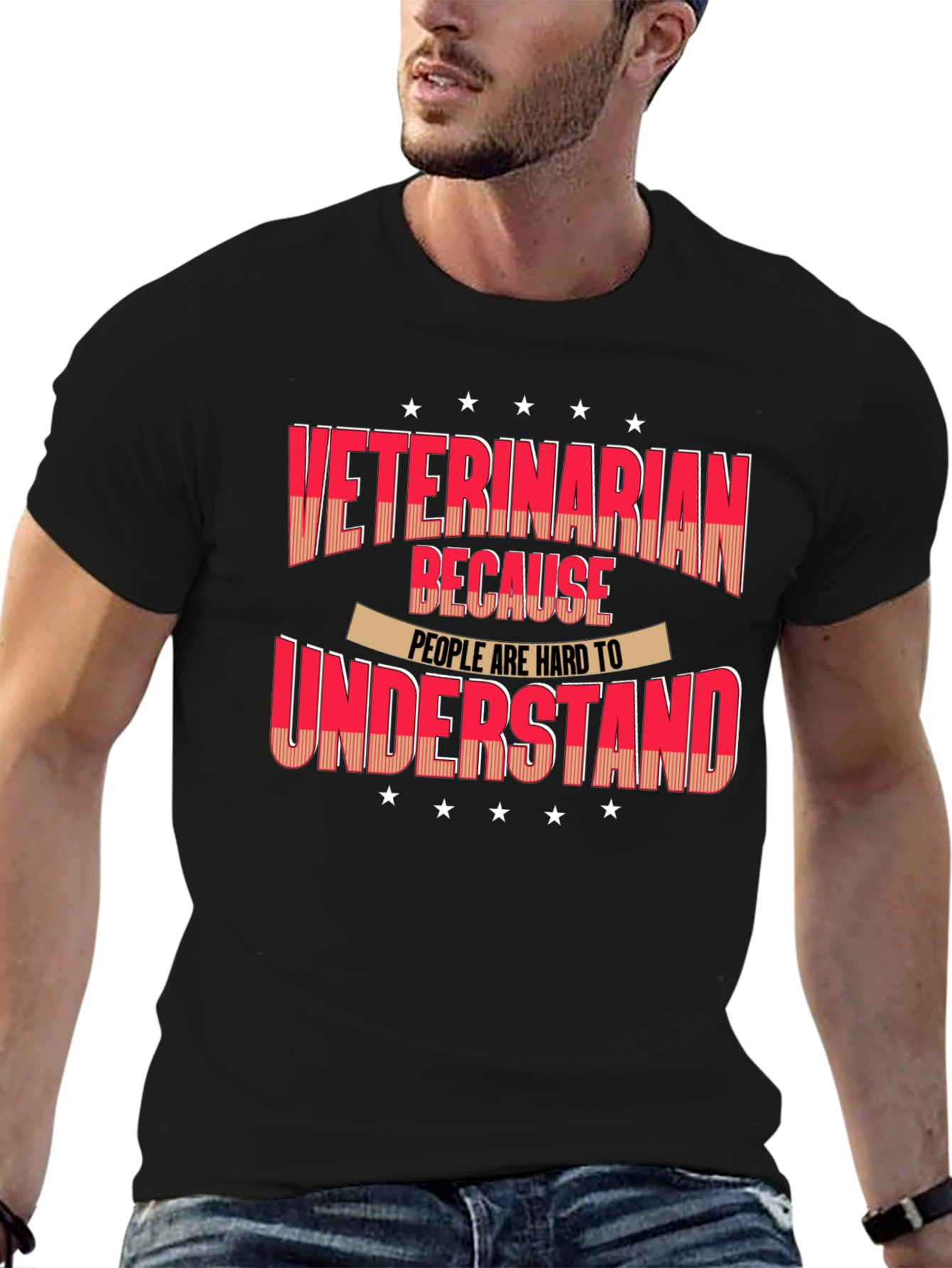 Black Veterinarian T-Shirt - Because People Are Hard to Understand view 6